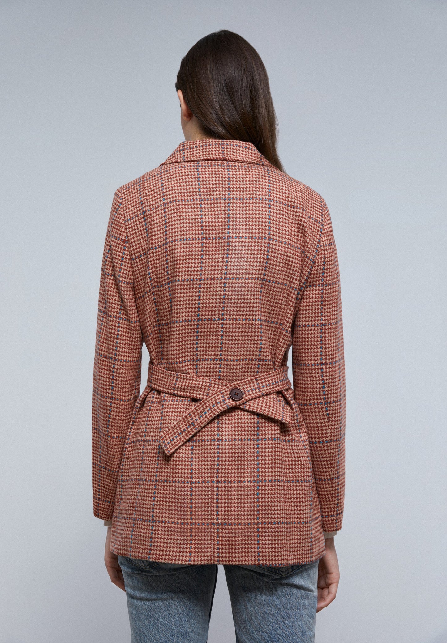 CHECK BLAZER WITH BELT