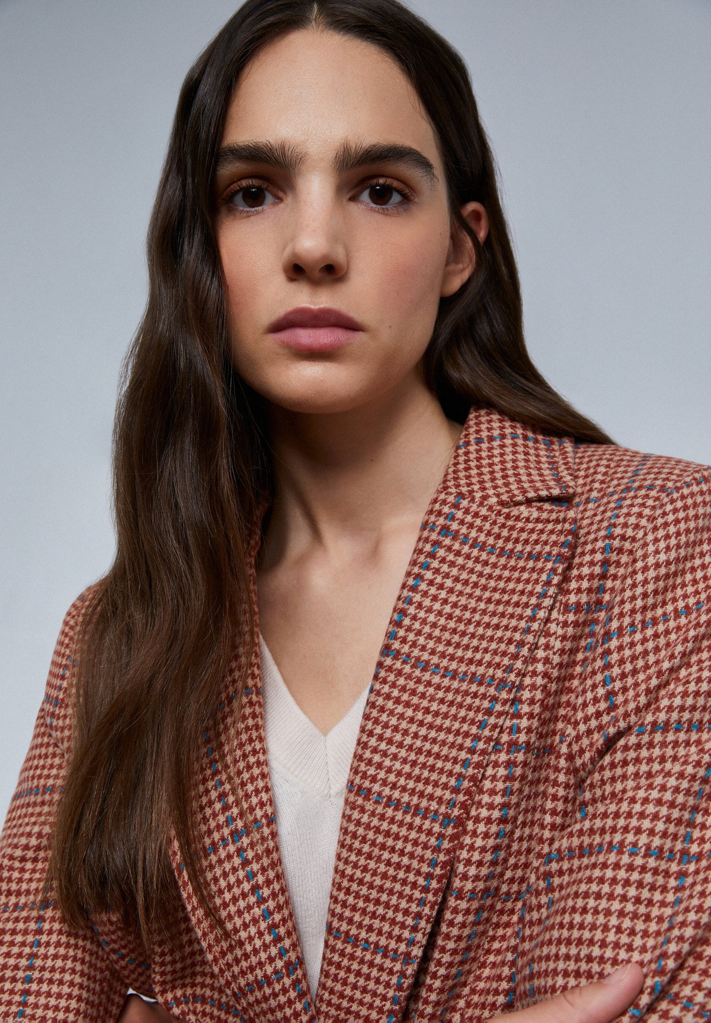 CHECK BLAZER WITH BELT