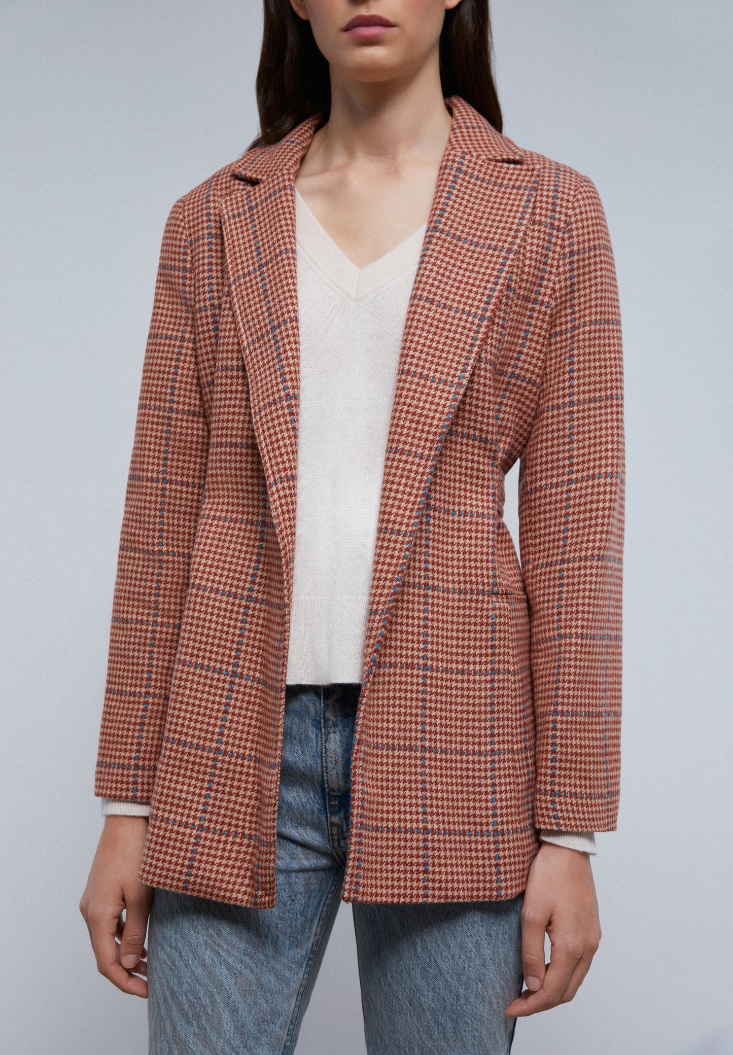 CHECK BLAZER WITH BELT