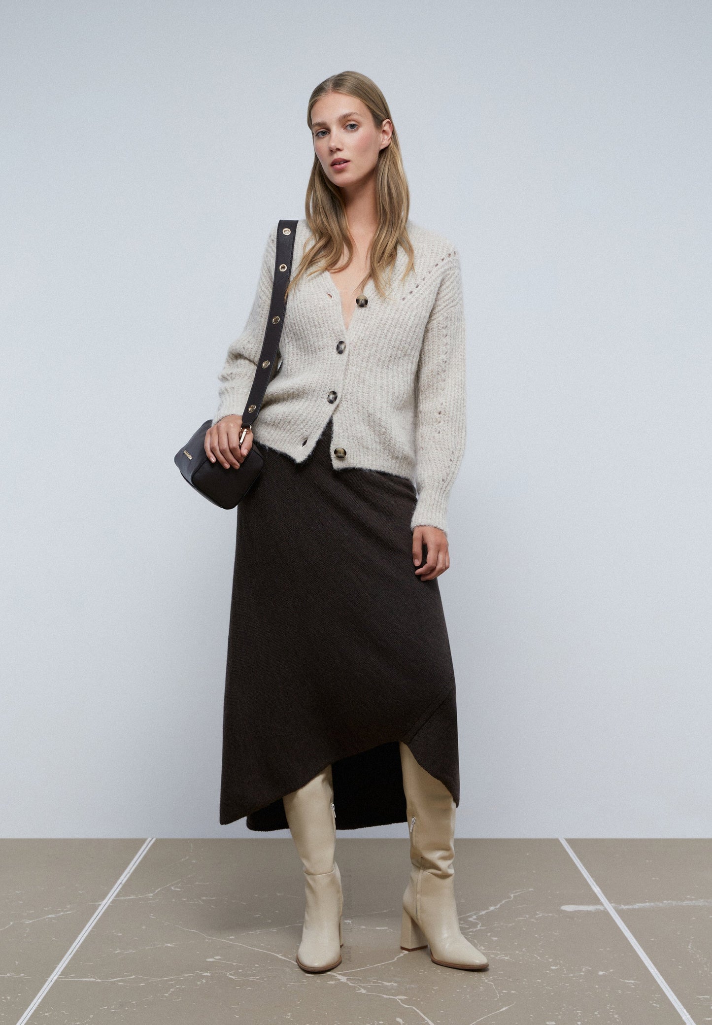 RIBBED CARDIGAN WITH DETAILS