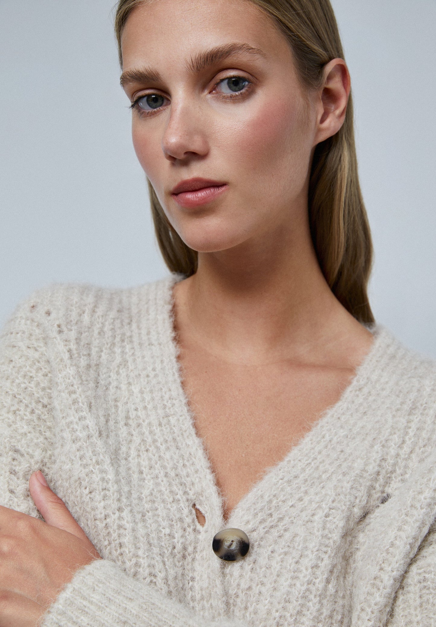 RIBBED CARDIGAN WITH DETAILS