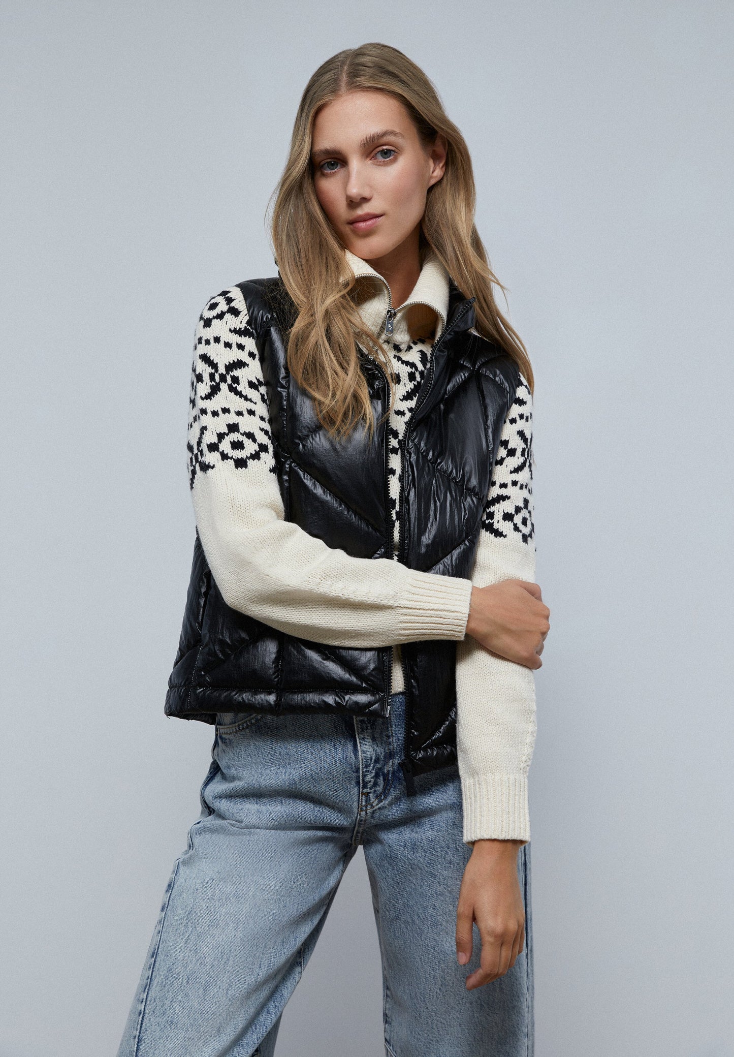 PUFFER VEST WITH HIGH COLLAR