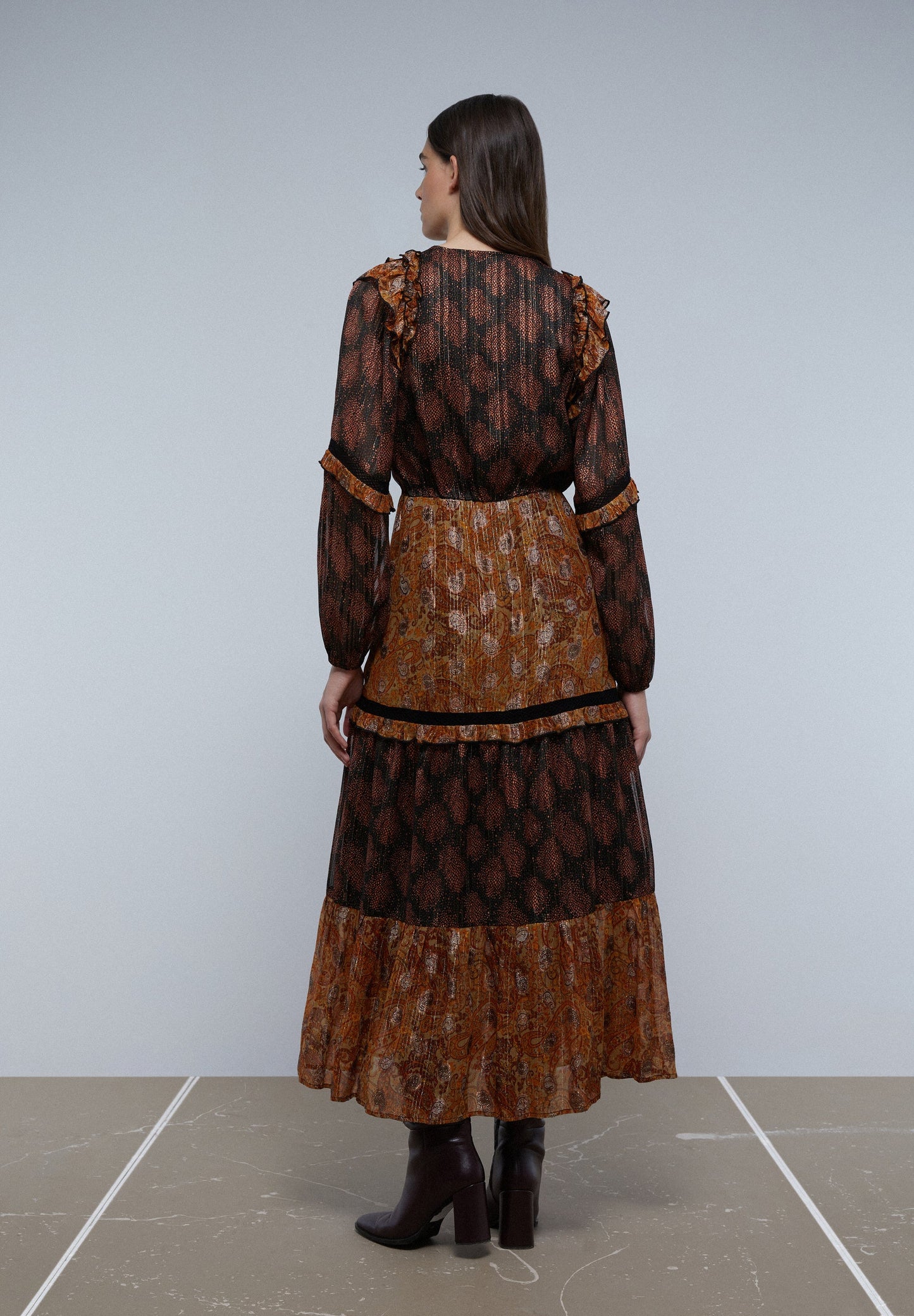 MIDI DRESS WITH LUREX PAISLEY