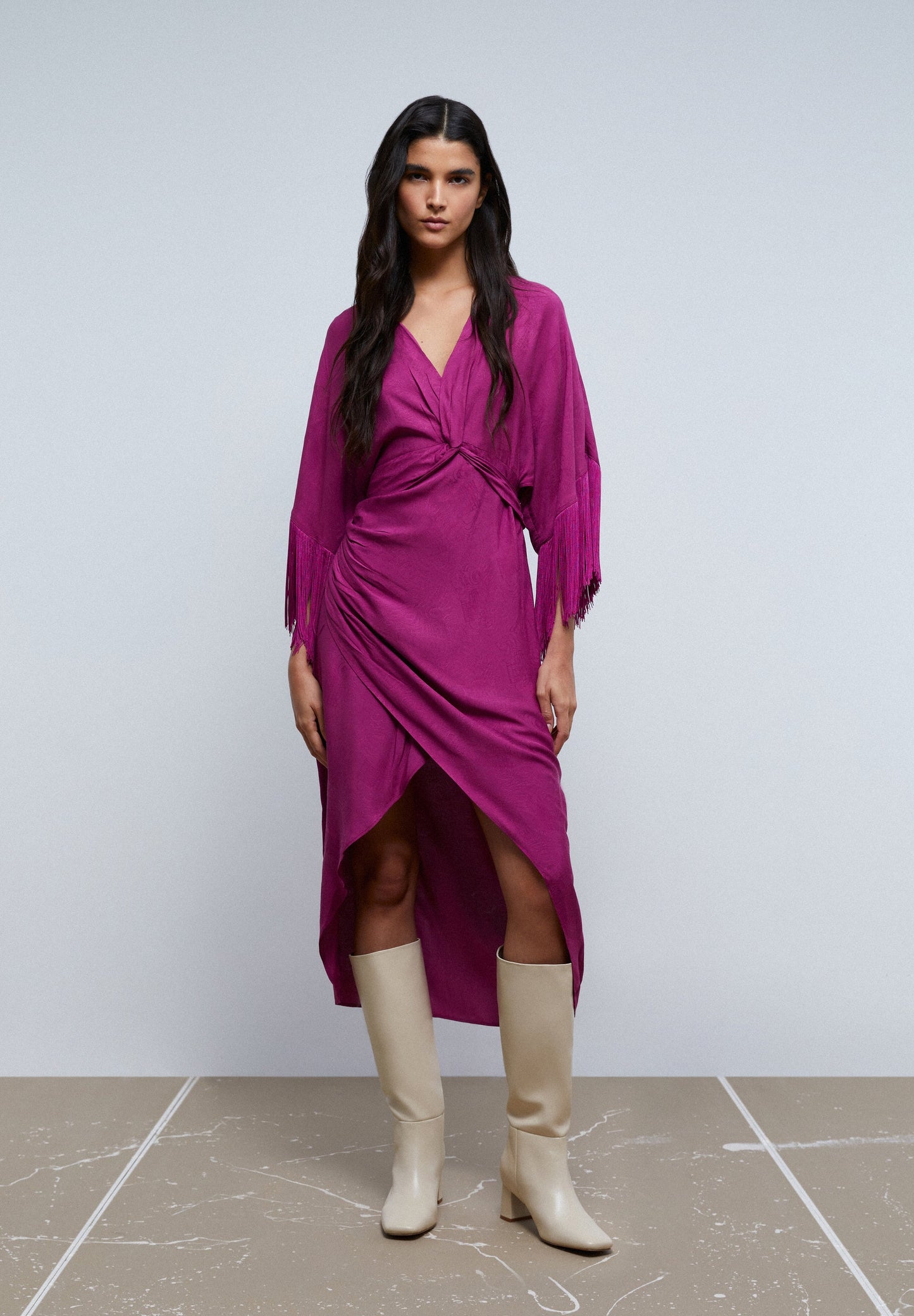 MIDI DRESS WITH FRINGING