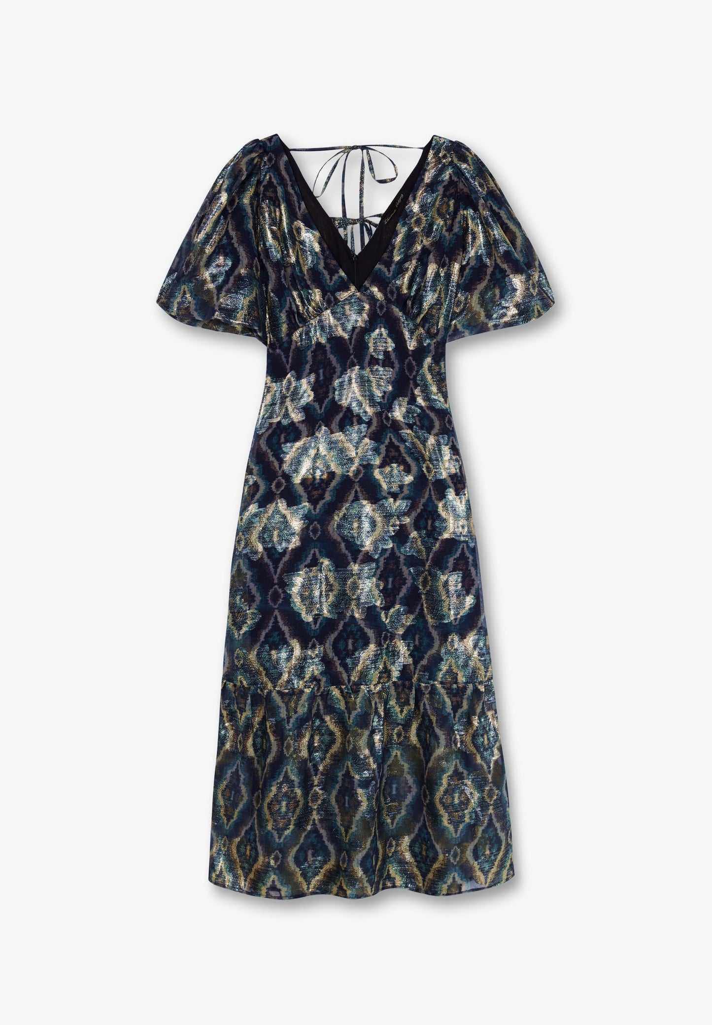 MIDI DRESS WITH PUFF SLEEVES