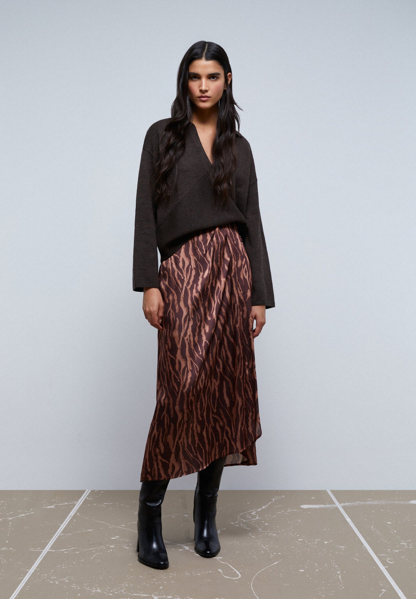 ZEBRA PRINT RUCHED SKIRT