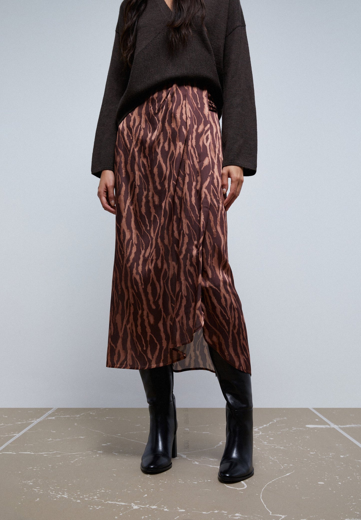 ZEBRA PRINT RUCHED SKIRT