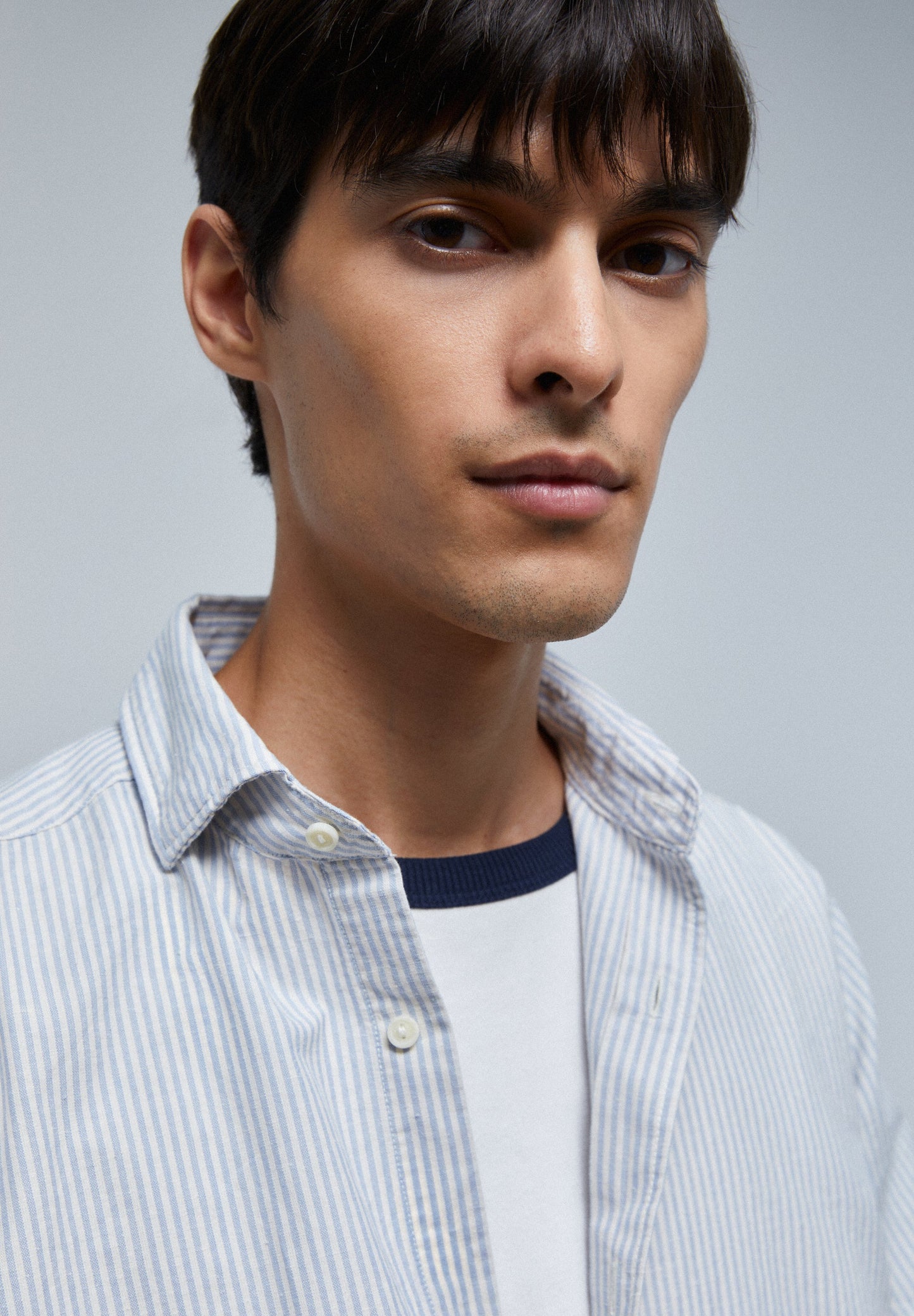 STRIPED SHIRT WITH SKULL AND PLACKET