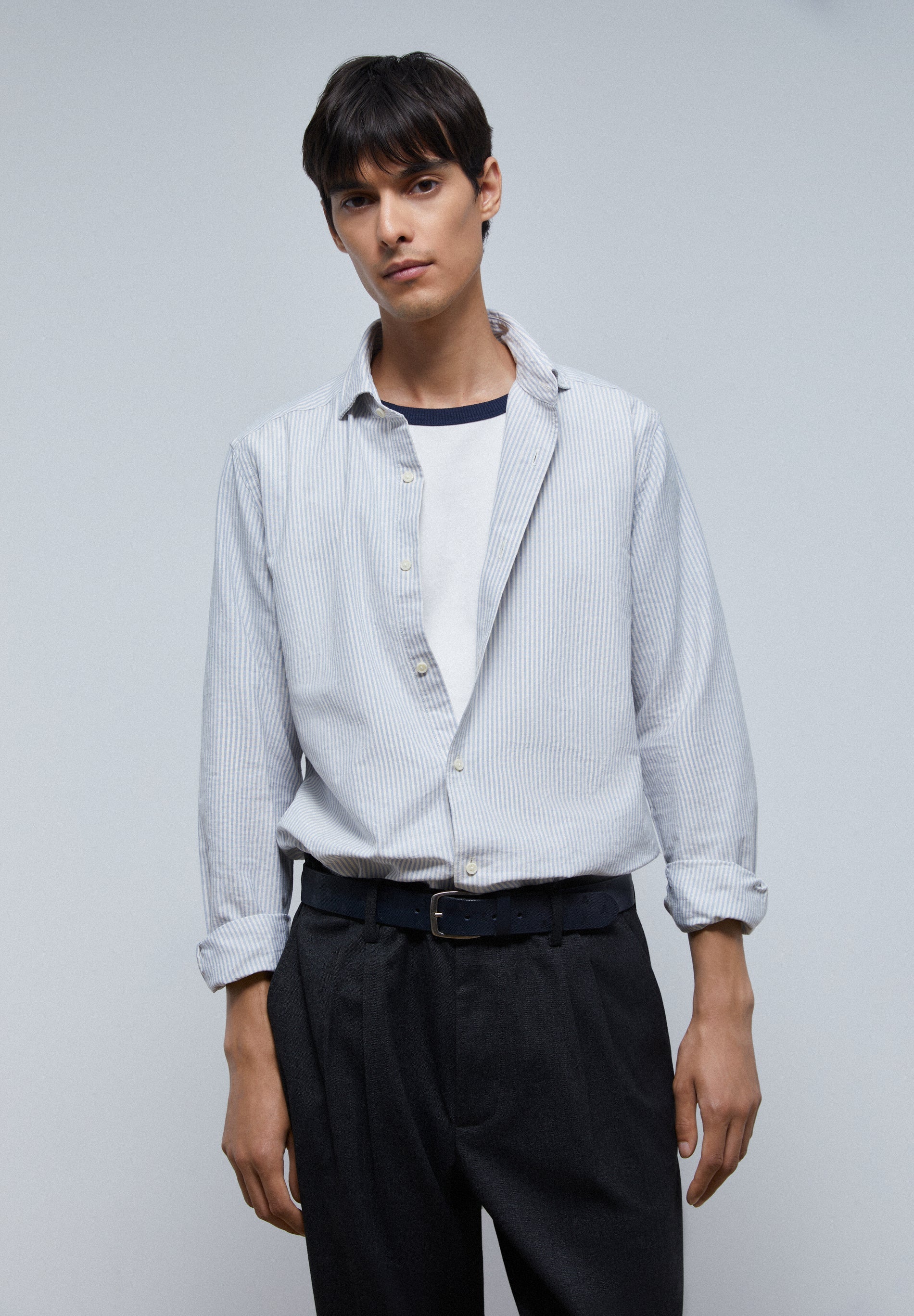 STRIPED SHIRT WITH SKULL AND PLACKET