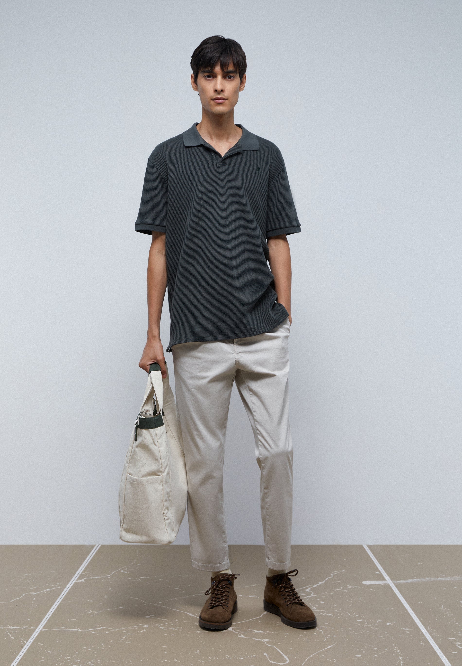 TEXTURED POLO SHIRT WITH SKULL