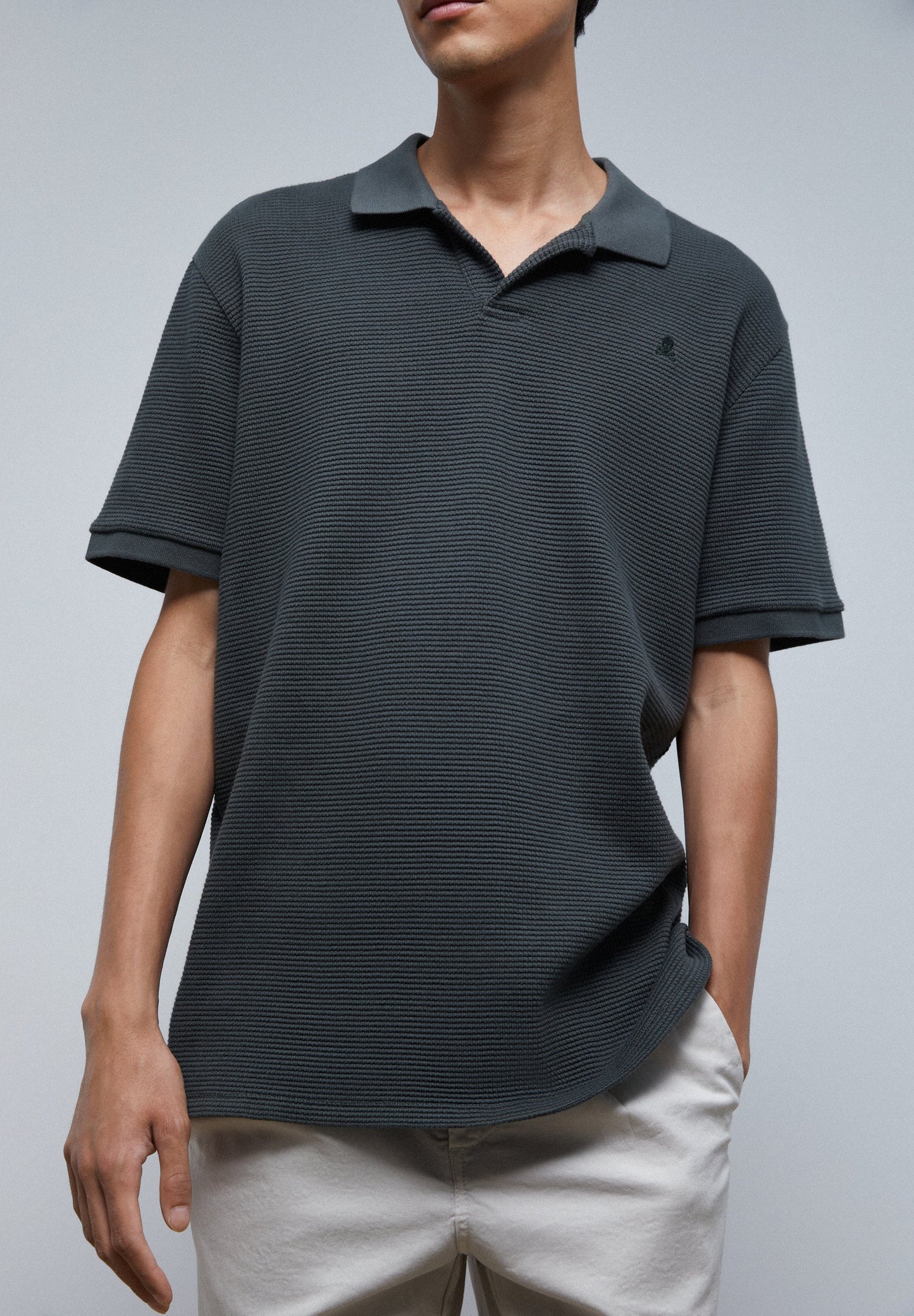TEXTURED POLO SHIRT WITH SKULL