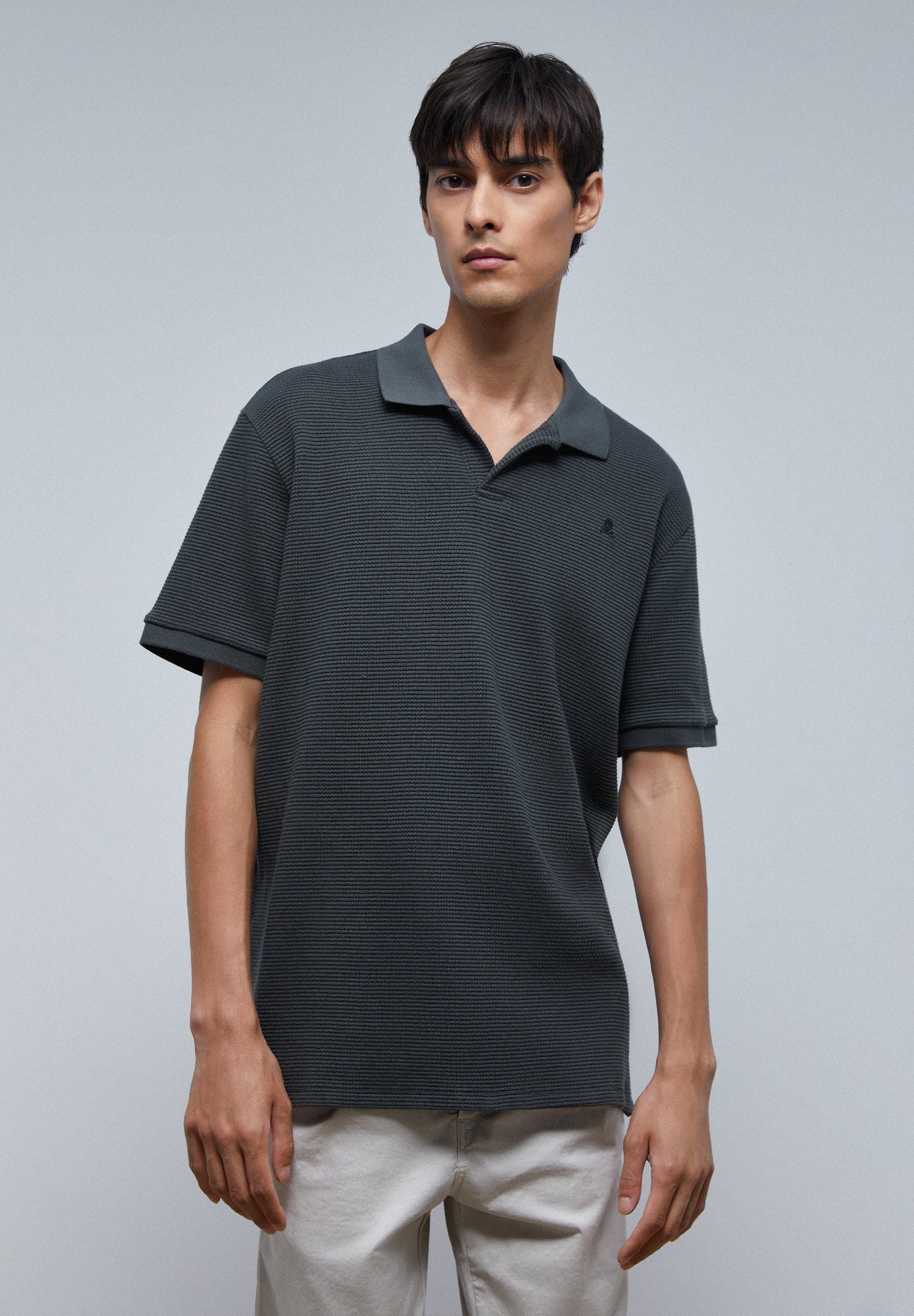 TEXTURED POLO SHIRT WITH SKULL
