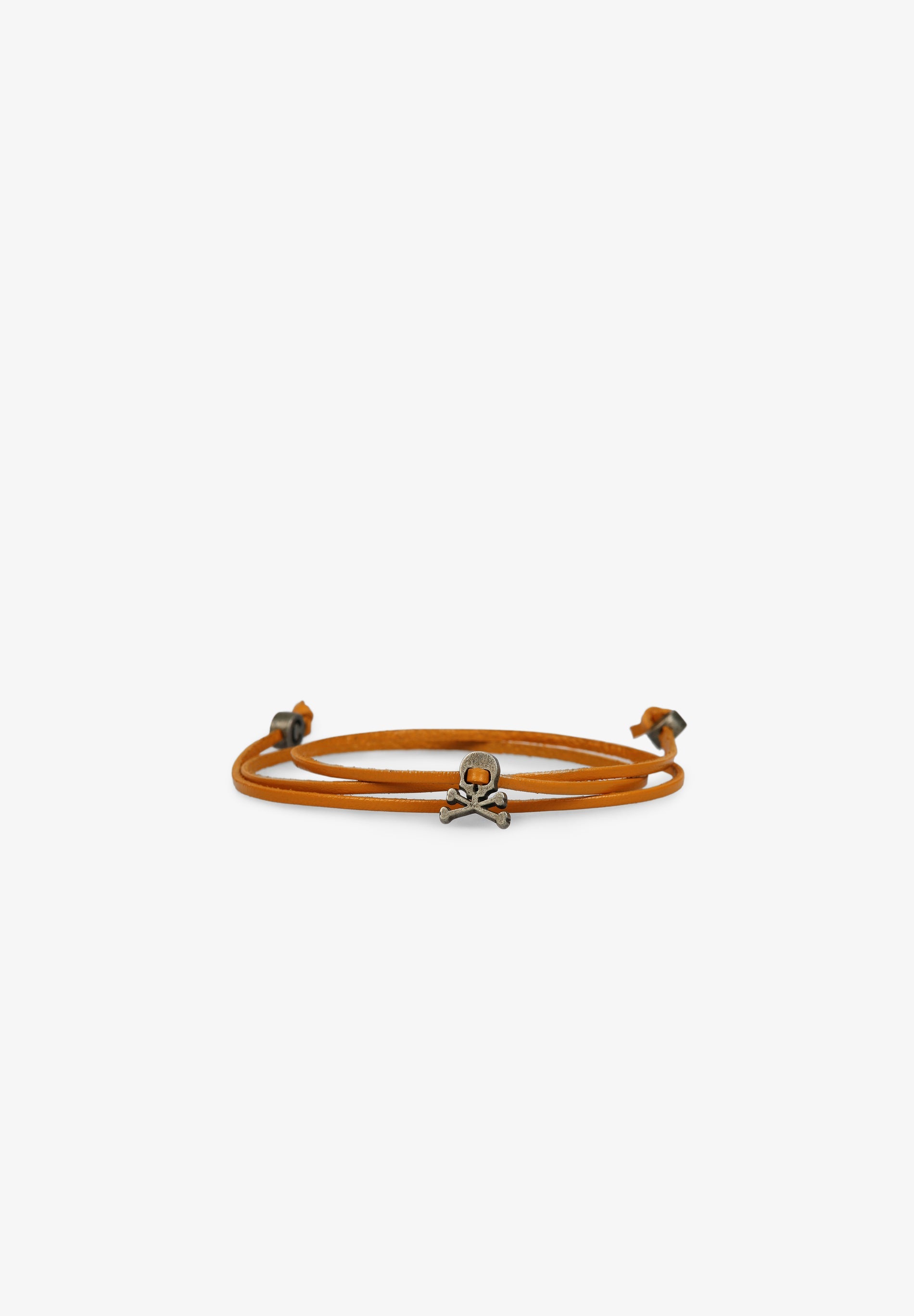 DRAWSTRING LEATHER BRACELET WITH SKULL