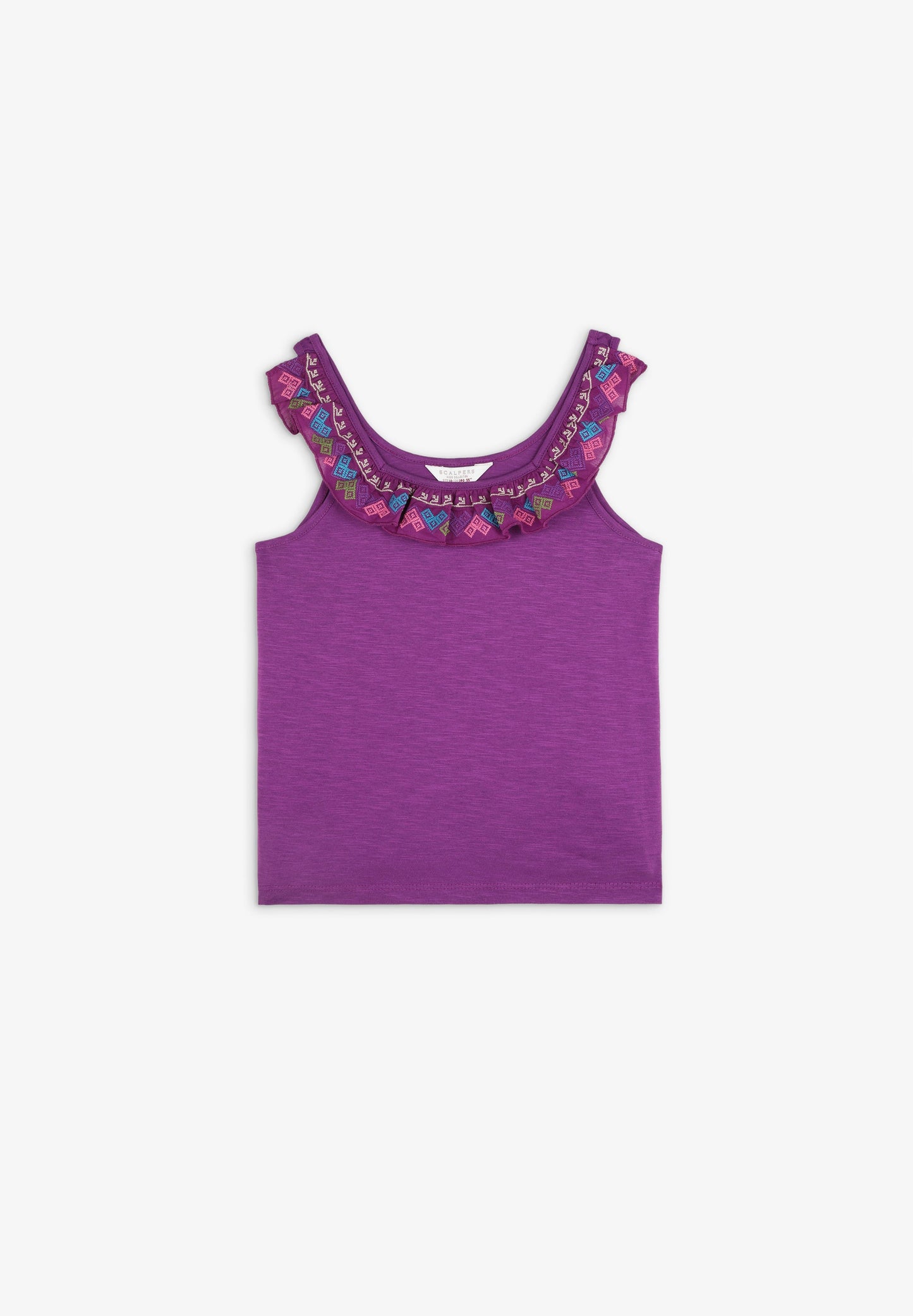 RUFFLED TOP WITH EMBROIDERY