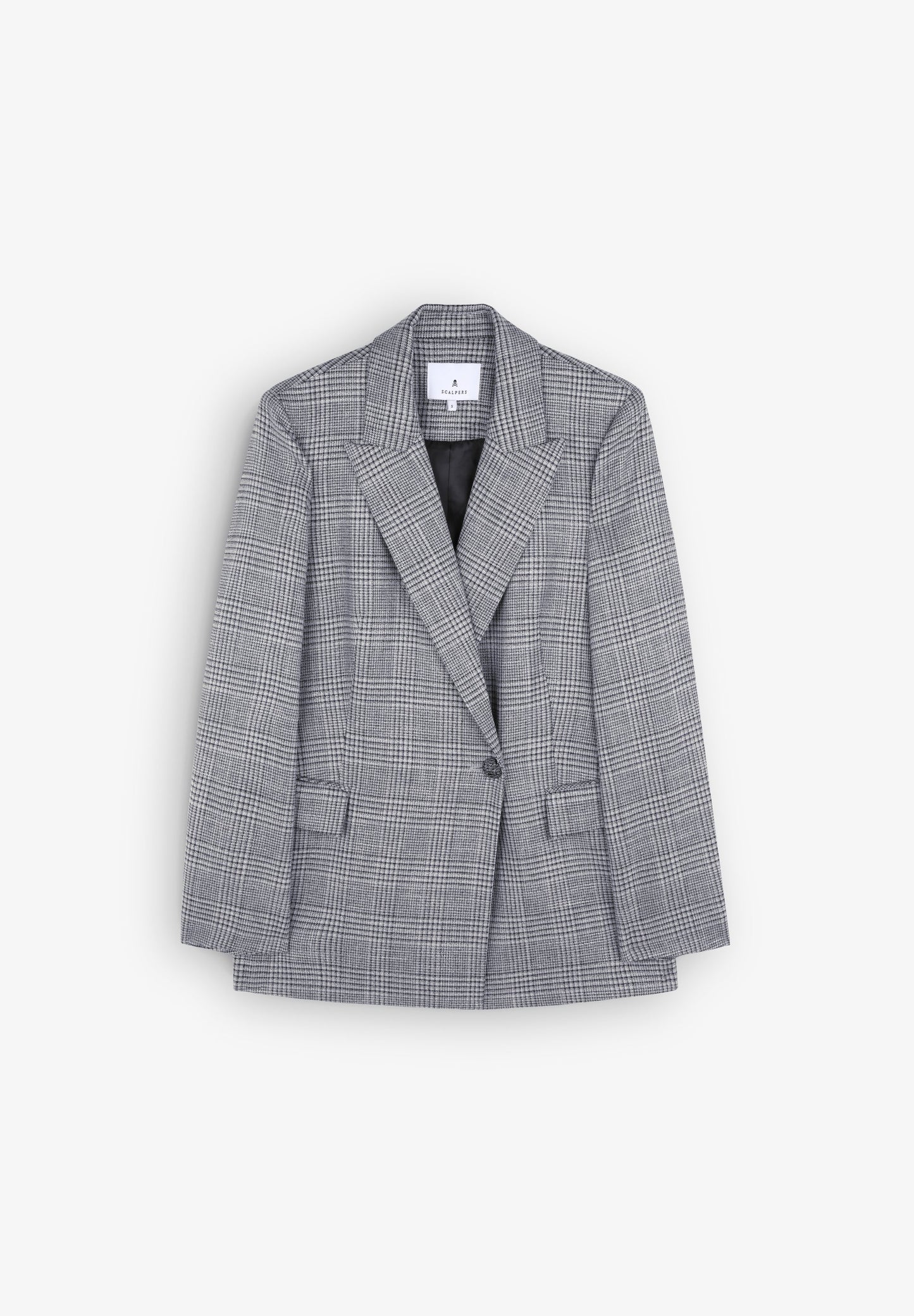 DOUBLE-BREASTED CHECK BLAZER WITH BUTTON