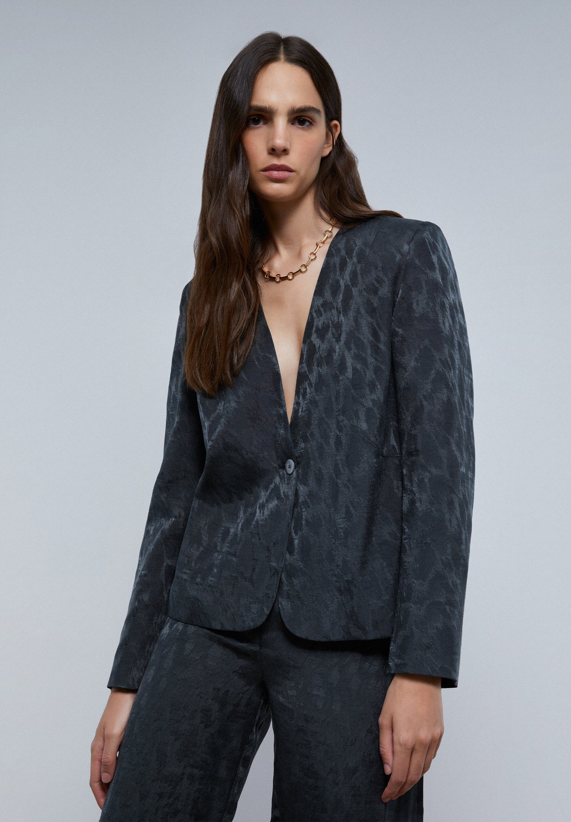 ANIMAL PRINT BLAZER WITHOUT LAPEL