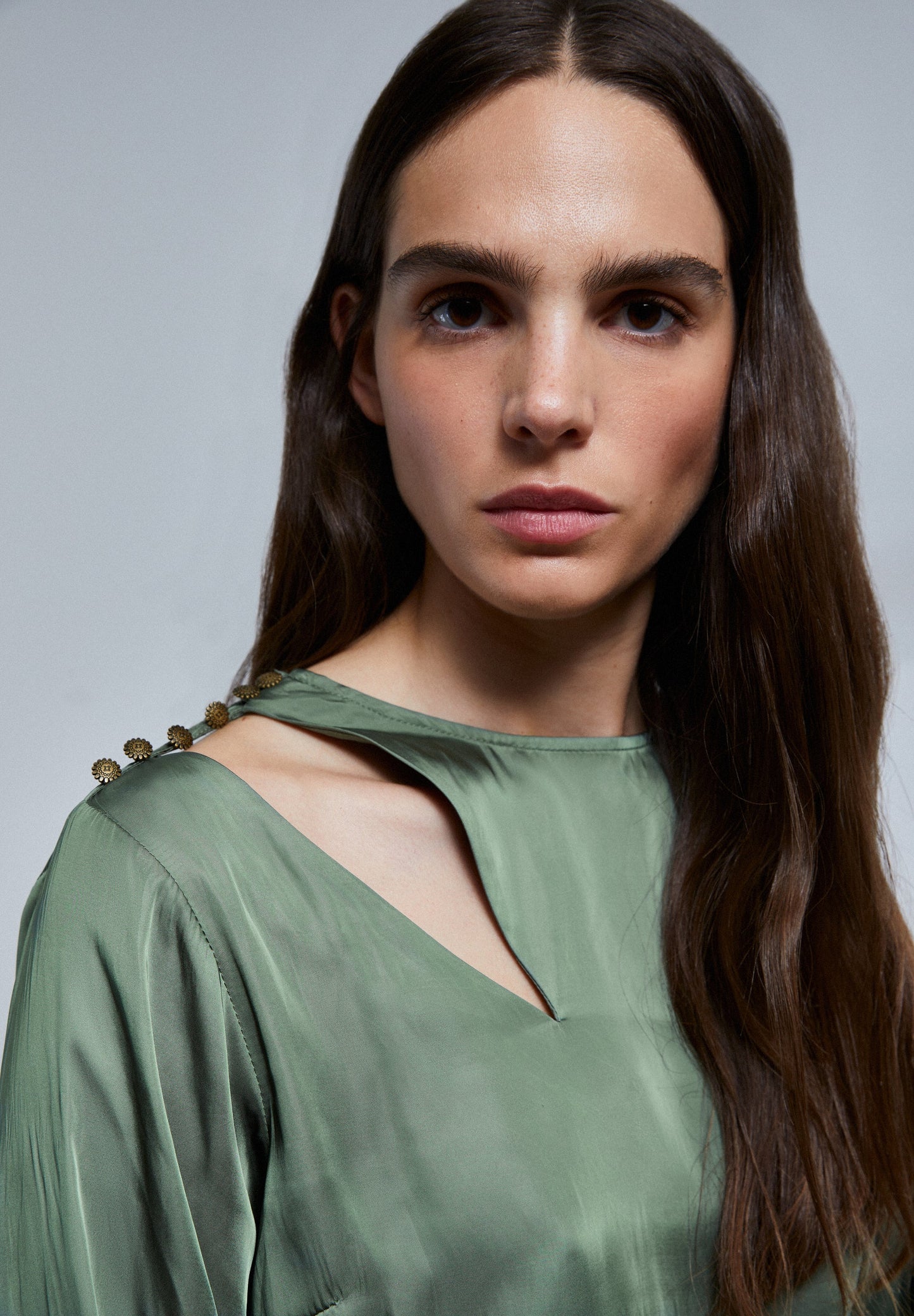 SATIN BLOUSE WITH SHOULDER SLIT