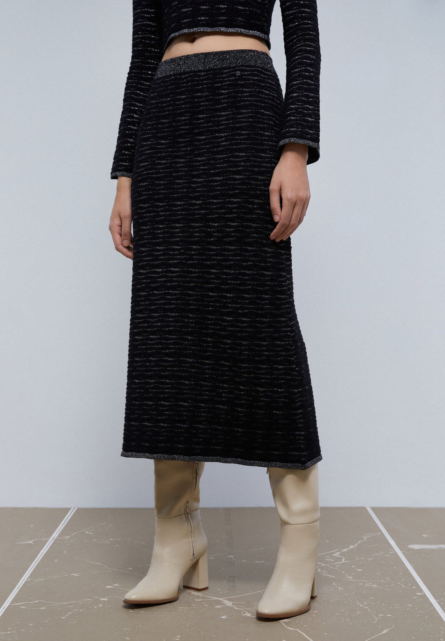 LUREX KNIT MIDI SKIRT