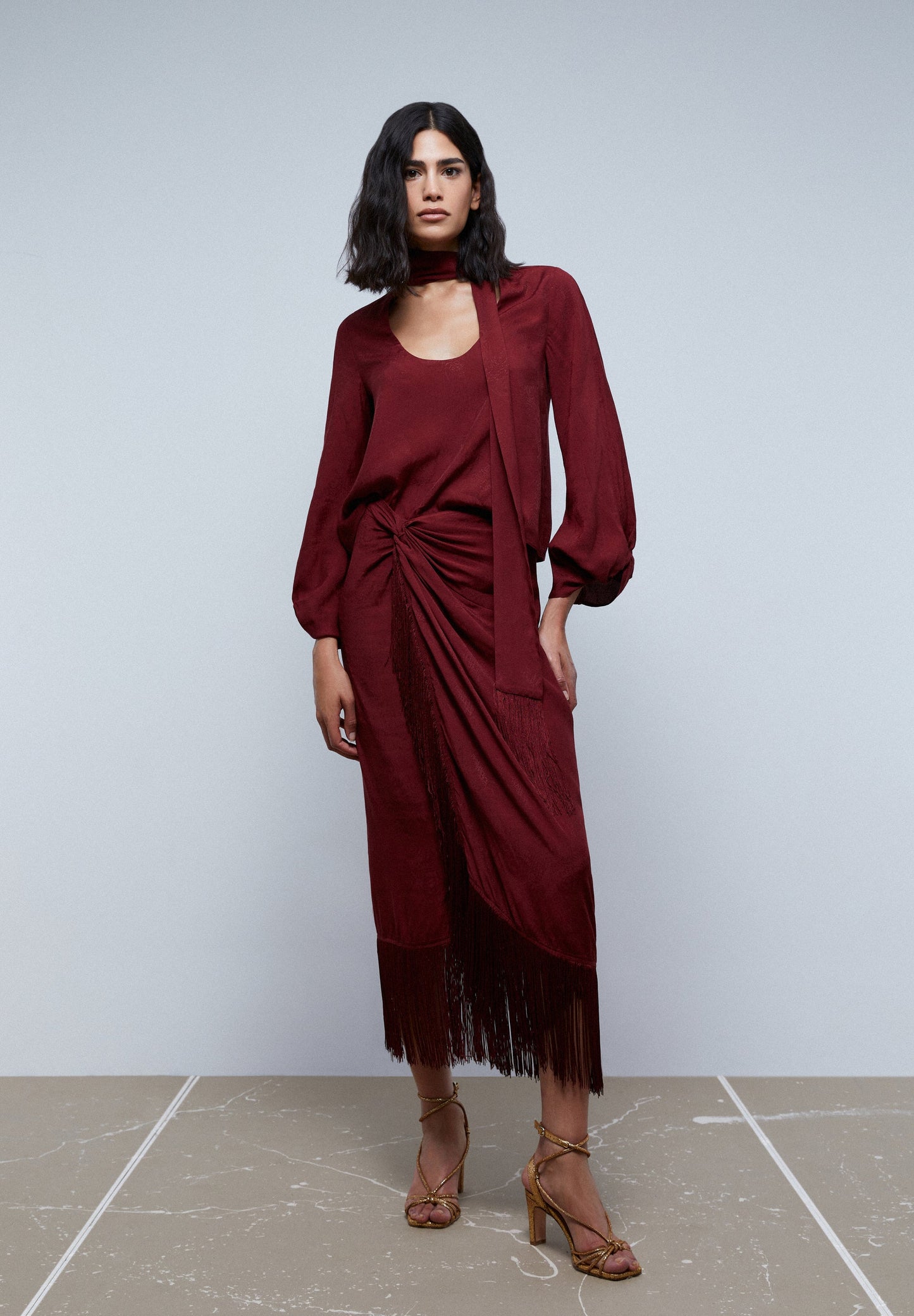 FRINGE JACQUARD SKIRT