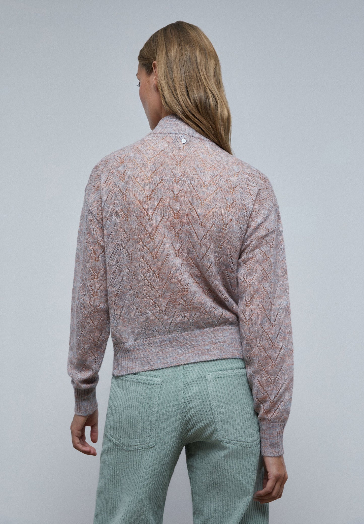 DIE-CUT SWEATER WITH PERKINS COLLAR