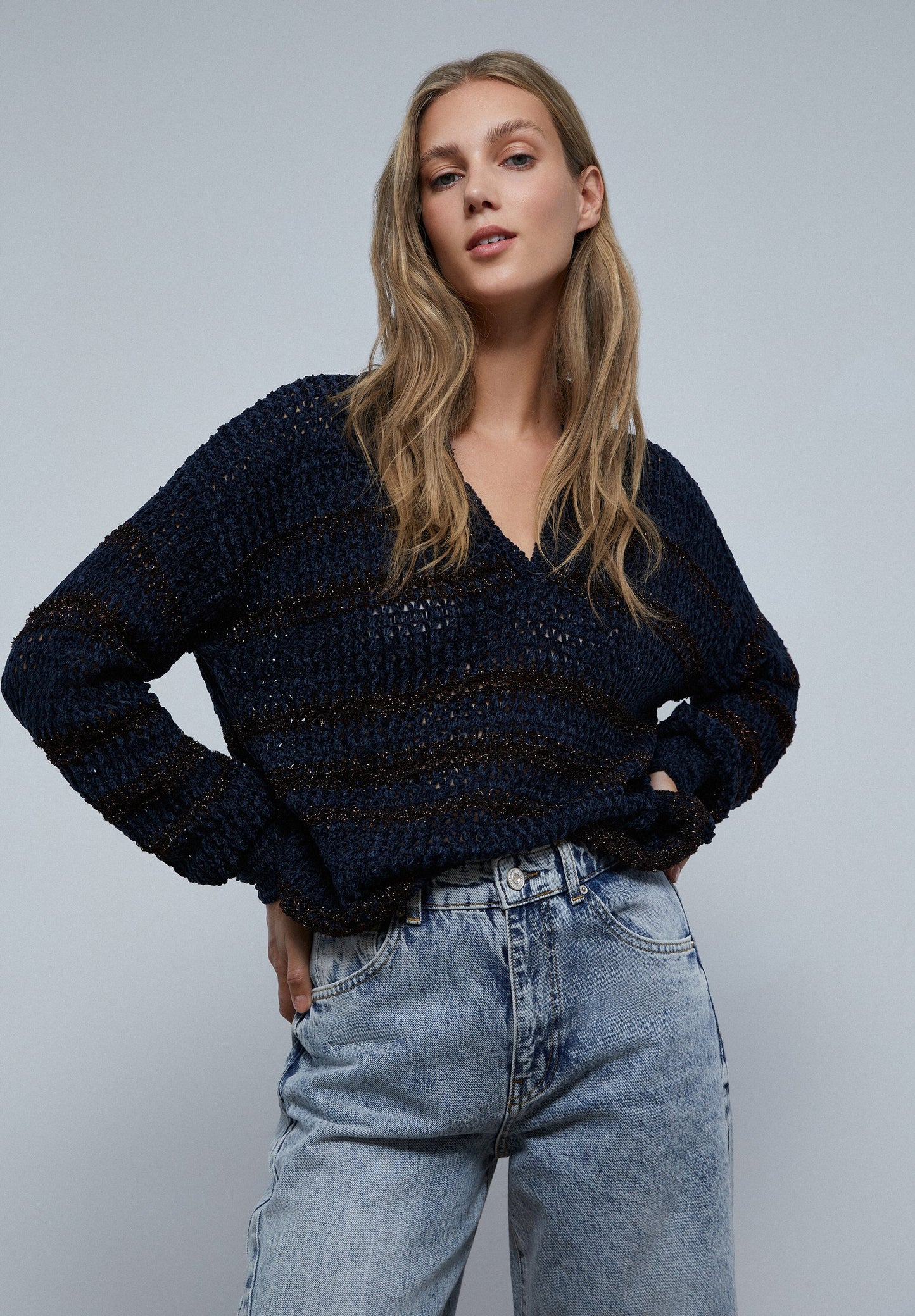 STRIPED POLO SHIRT SWEATER