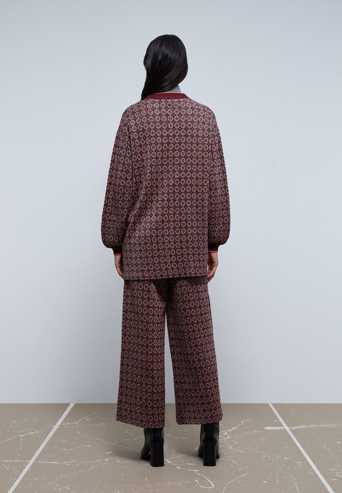 ANKLE FLARE KNITTED TROUSERS WITH LUREX