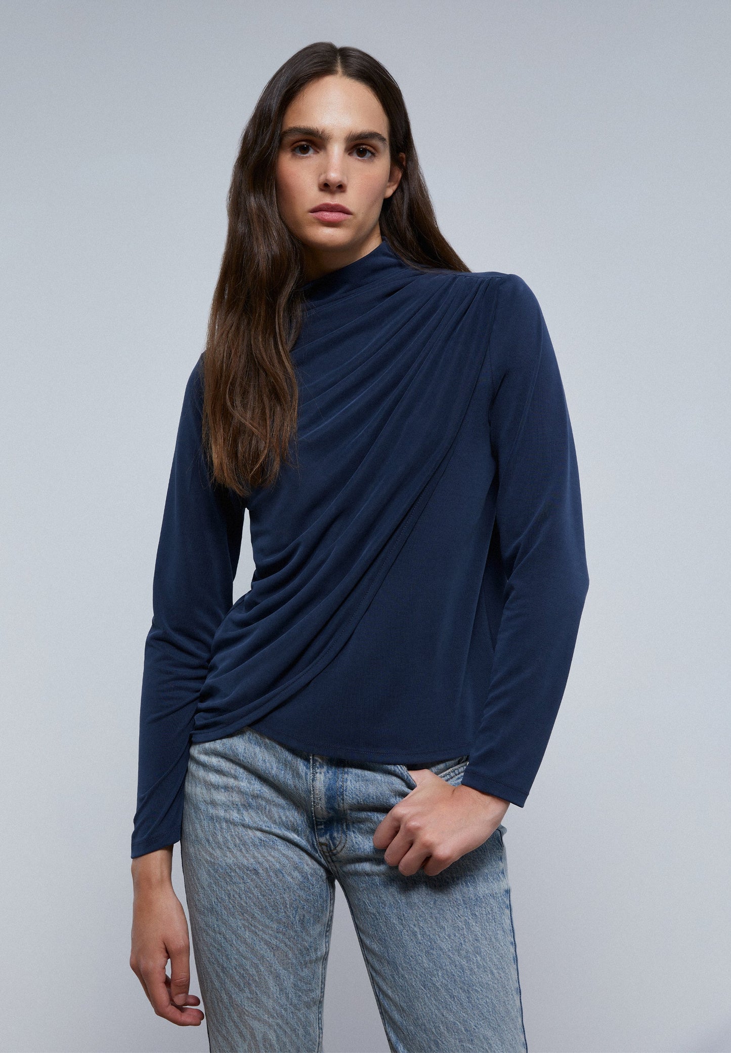 DRAPED SHOULDER DETAIL TOP
