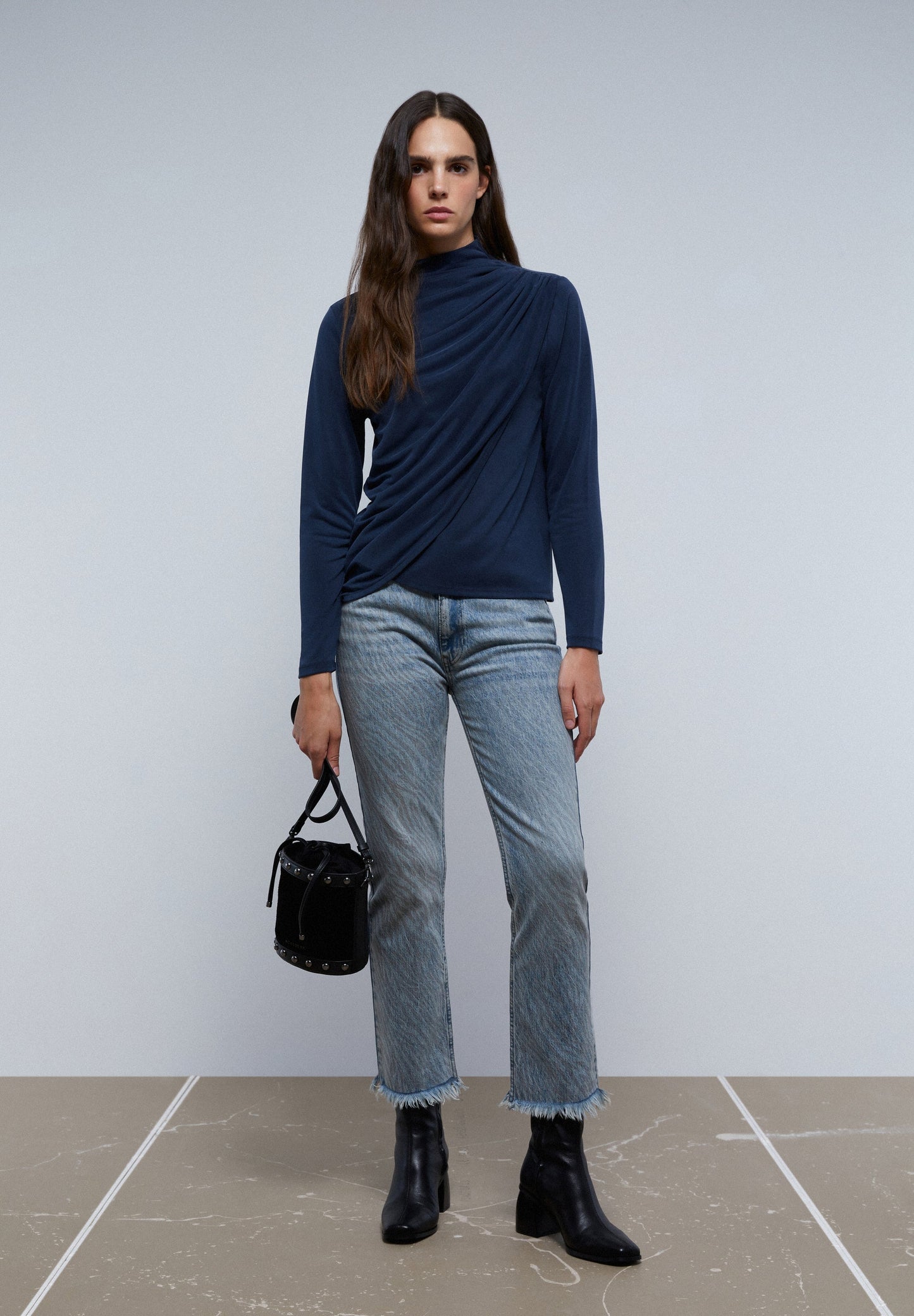 DRAPED SHOULDER DETAIL TOP