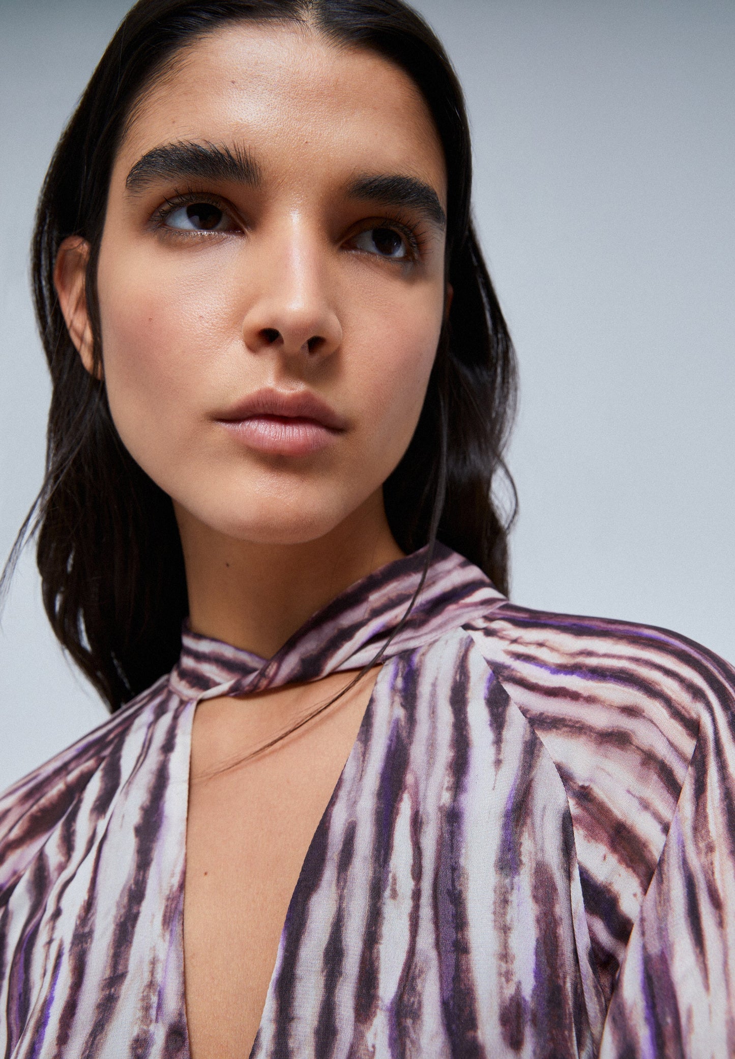 TIE-DYE DRESS WITH BOW ON THE NECKLINE