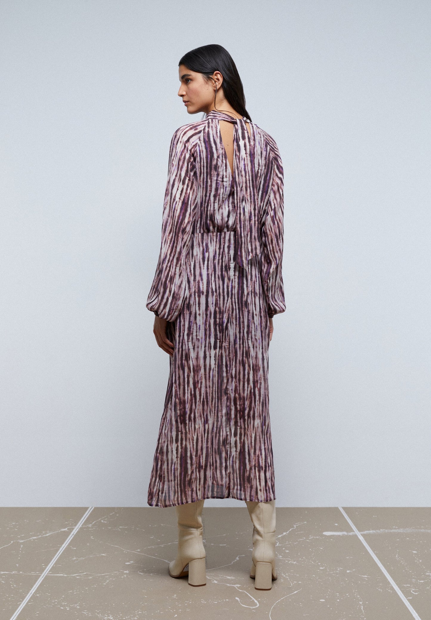 TIE-DYE DRESS WITH BOW ON THE NECKLINE