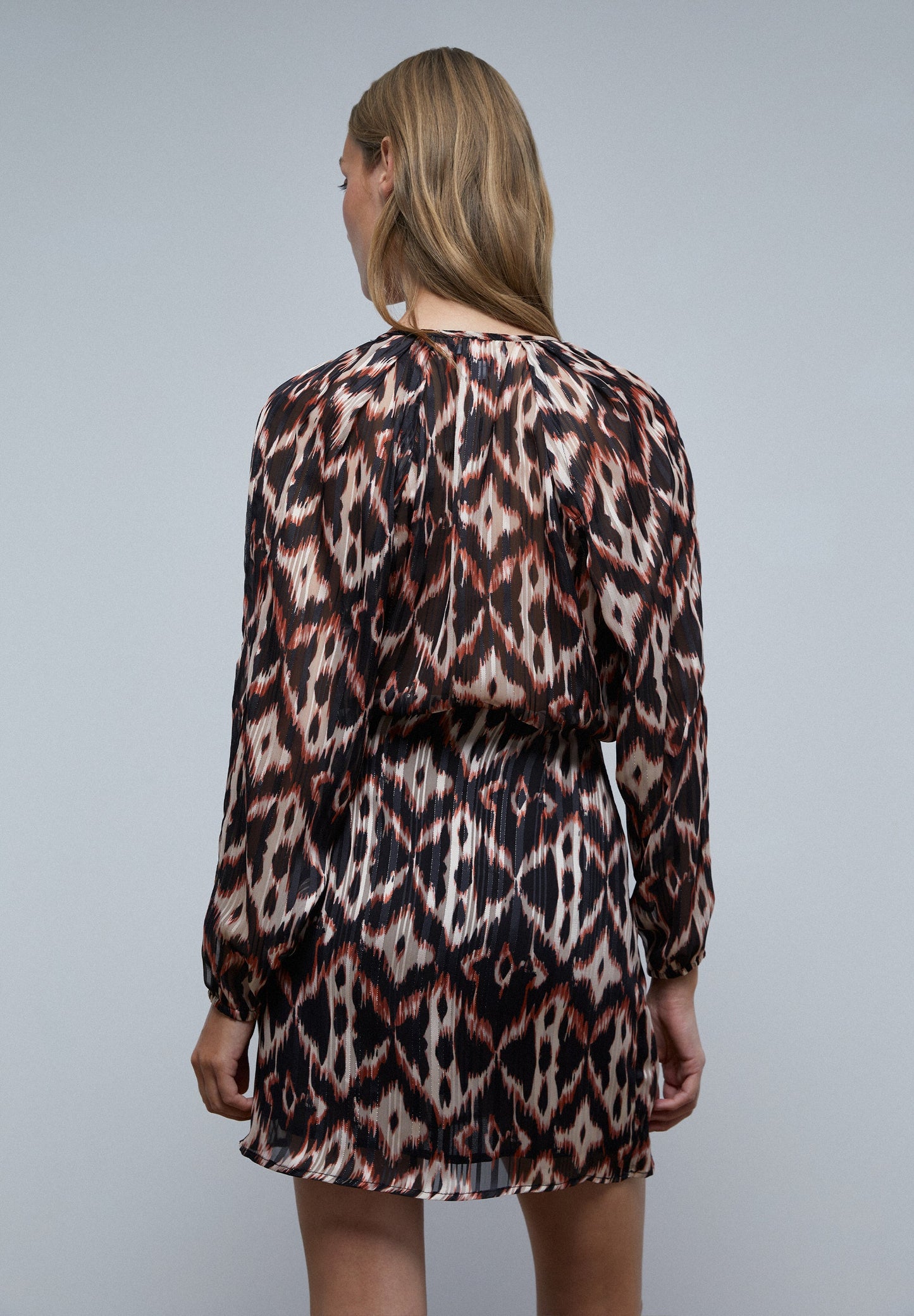 PRINTED DOUBLE-BREASTED MINI DRESS