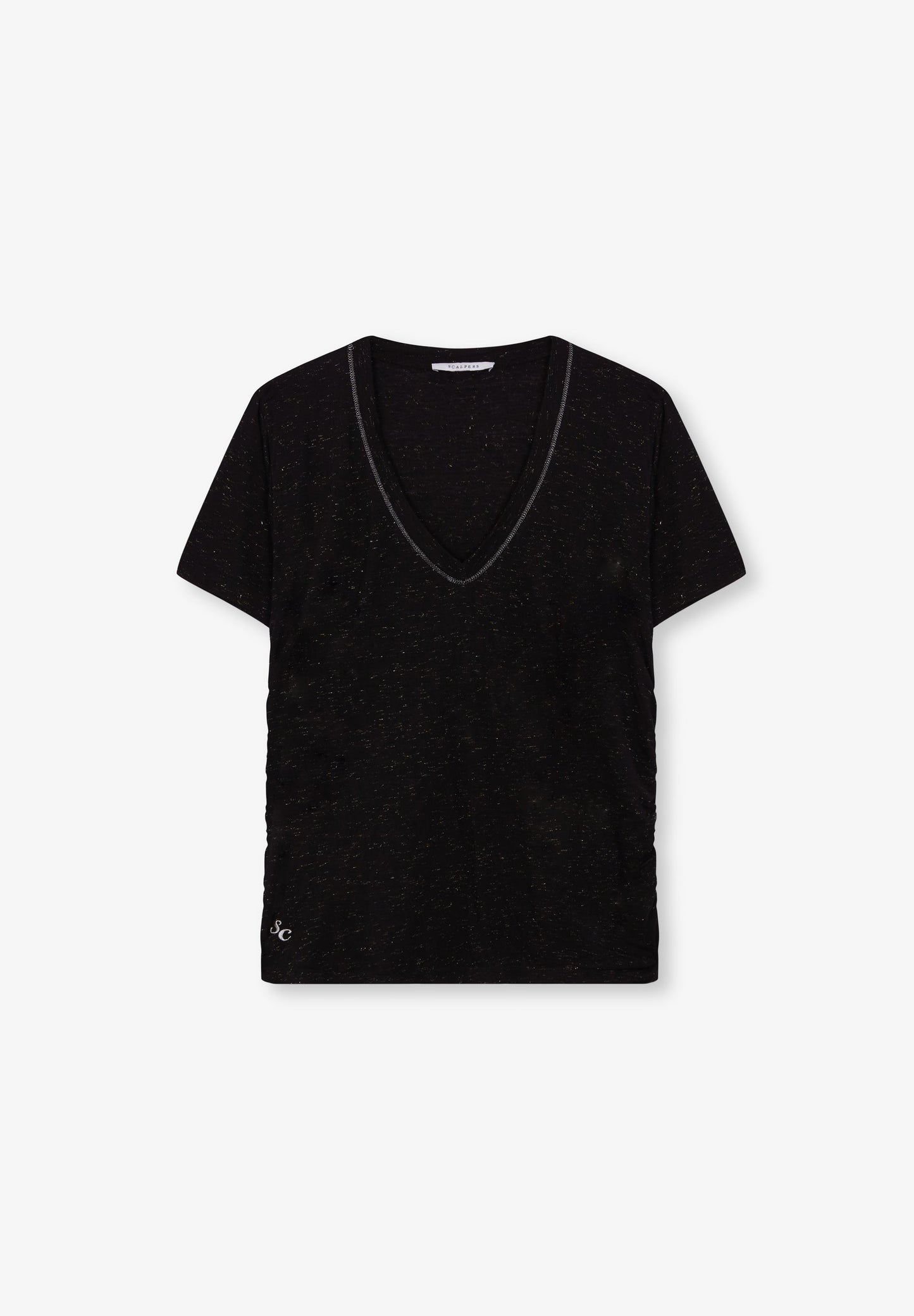 SIDE GATHERED LUREX T-SHIRT