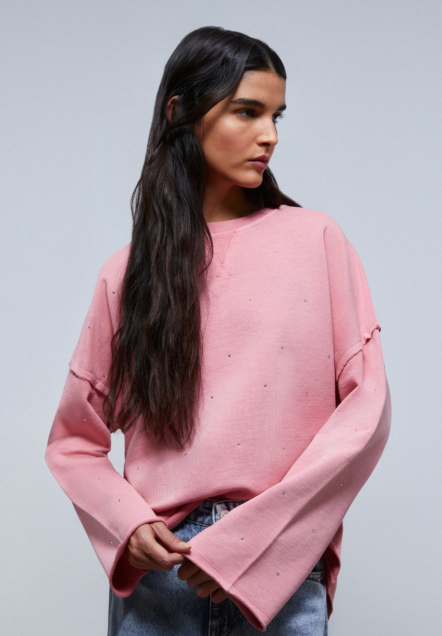 SWEATSHIRT WITH GLASS DETAIL