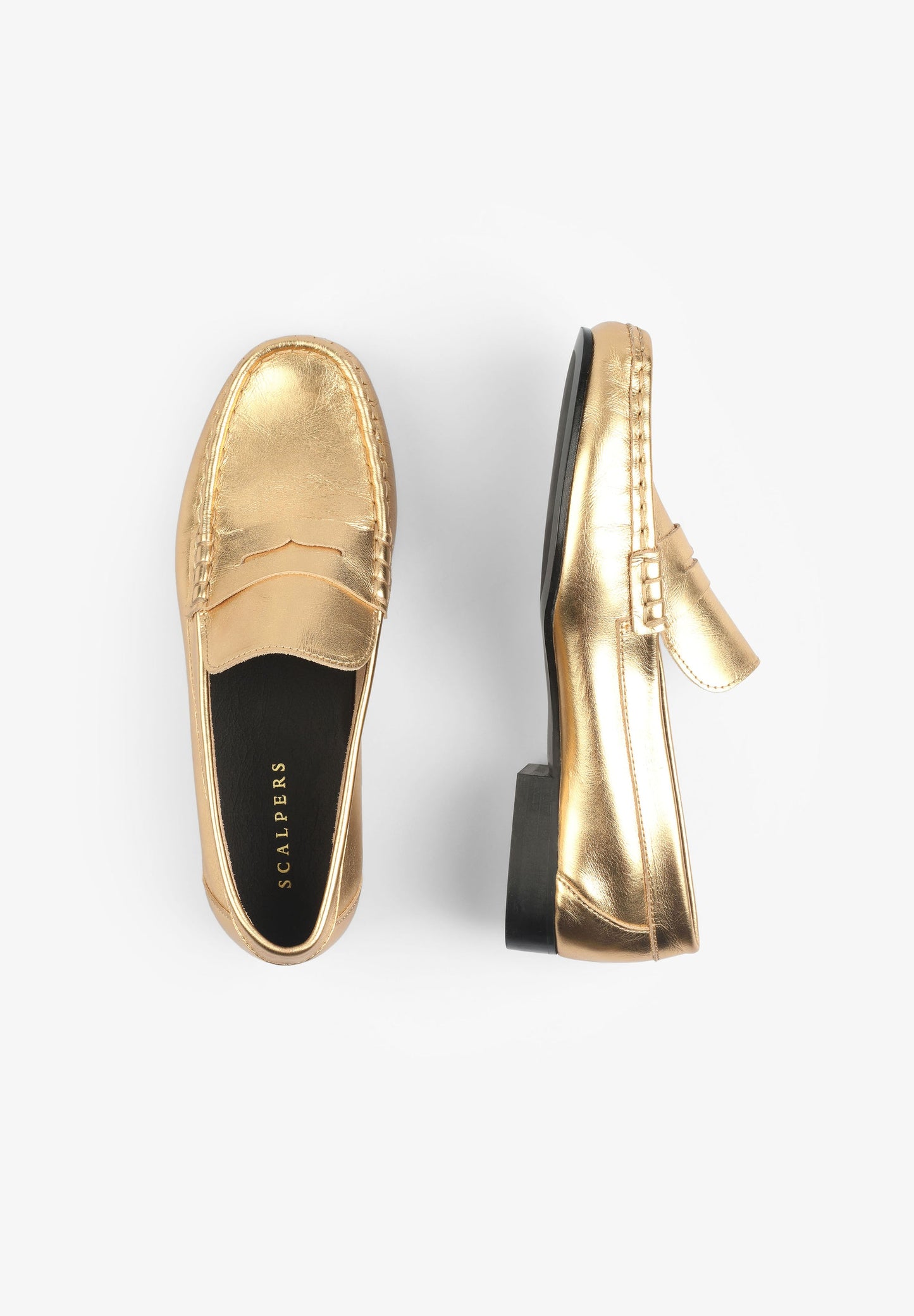 METALLIC LEATHER LOAFERS