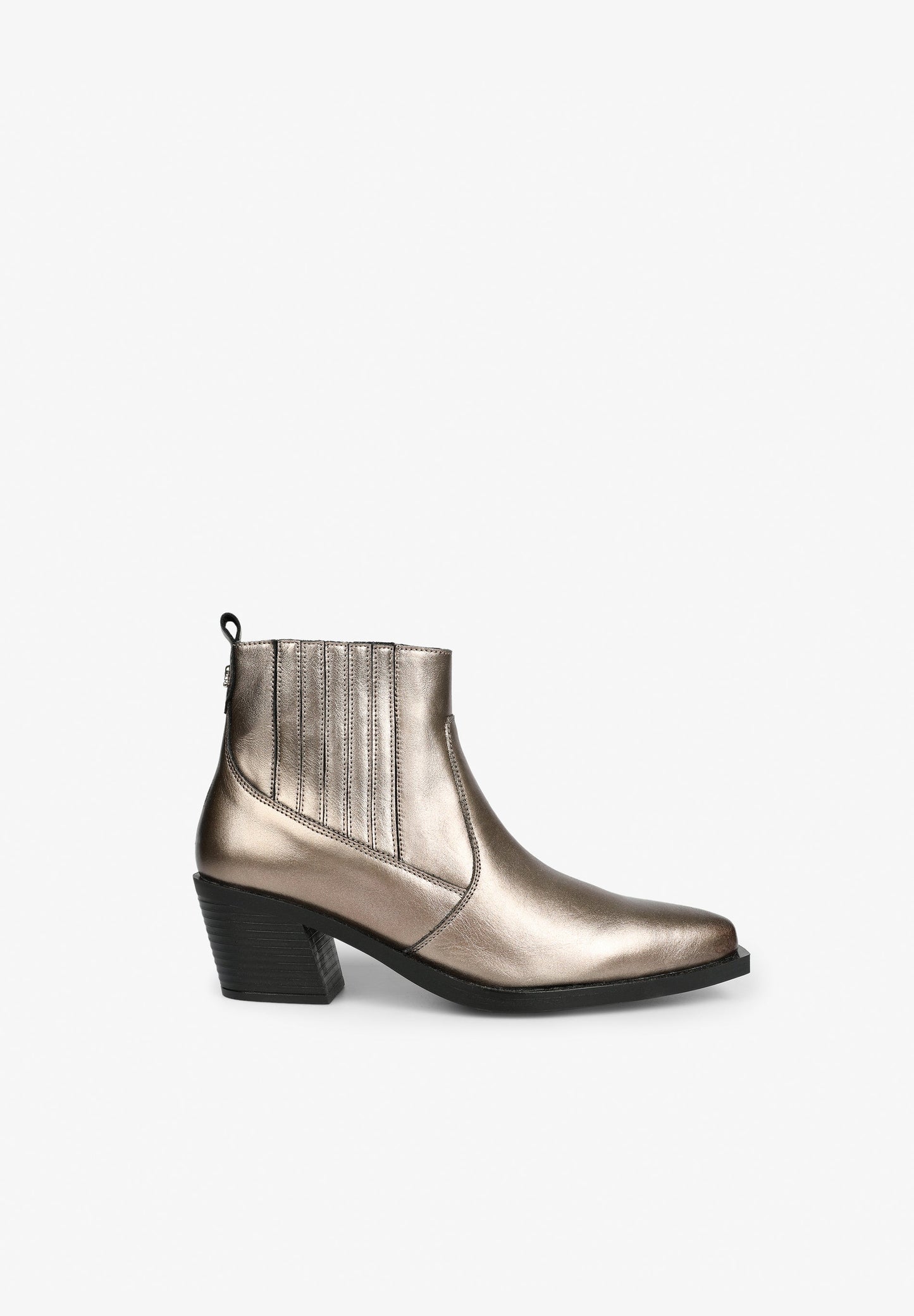 METALLIC COWBOY ANKLE BOOTS