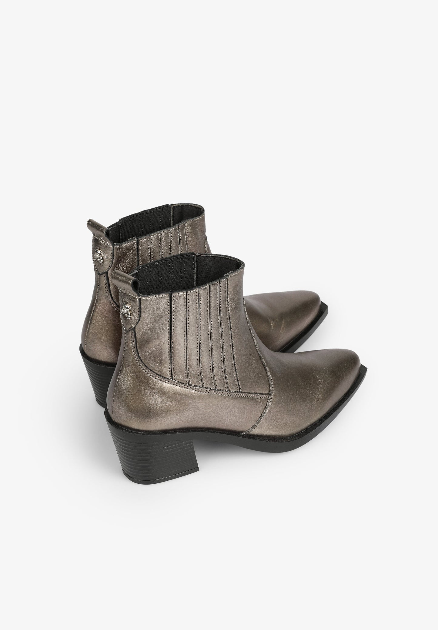 METALLIC COWBOY ANKLE BOOTS