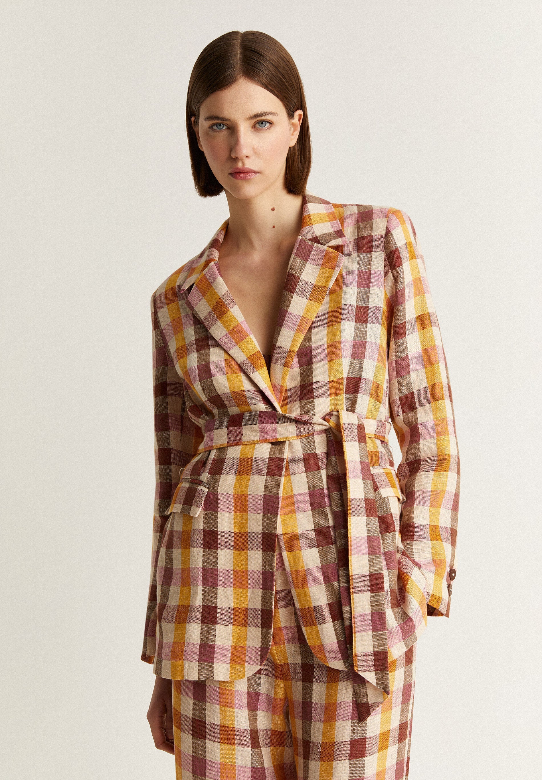 GINGHAM LINEN BLAZER