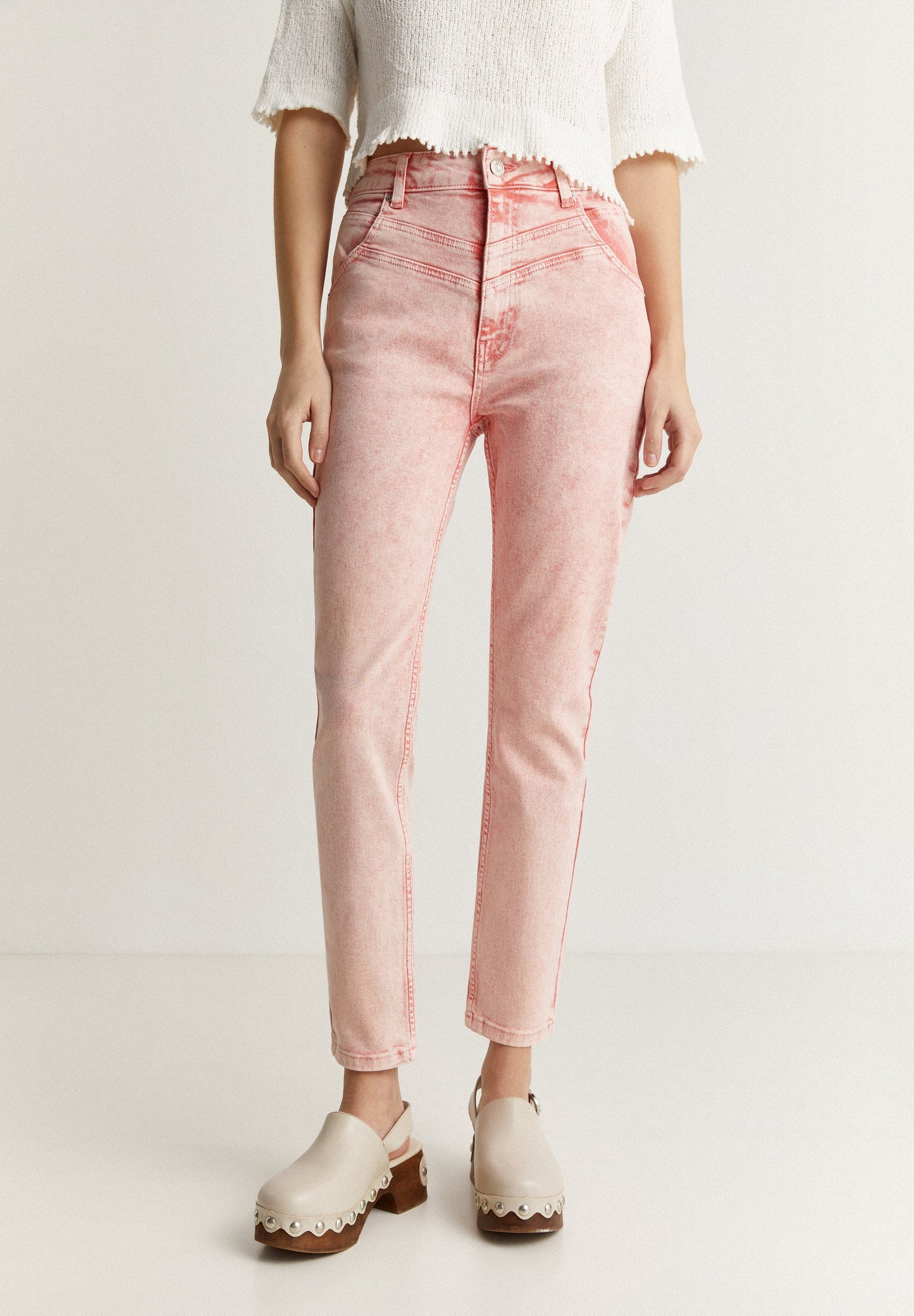 FADED SKINNY JEANS WITH DOUBLE STITCHING