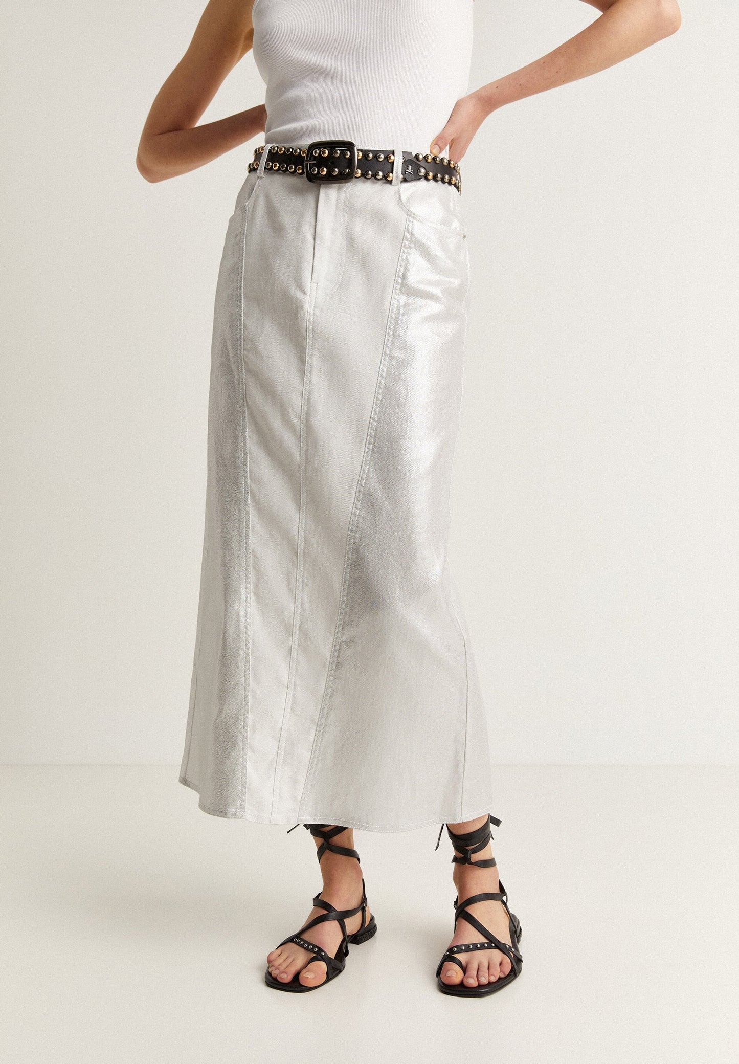 METALLIC MIDI SKIRT