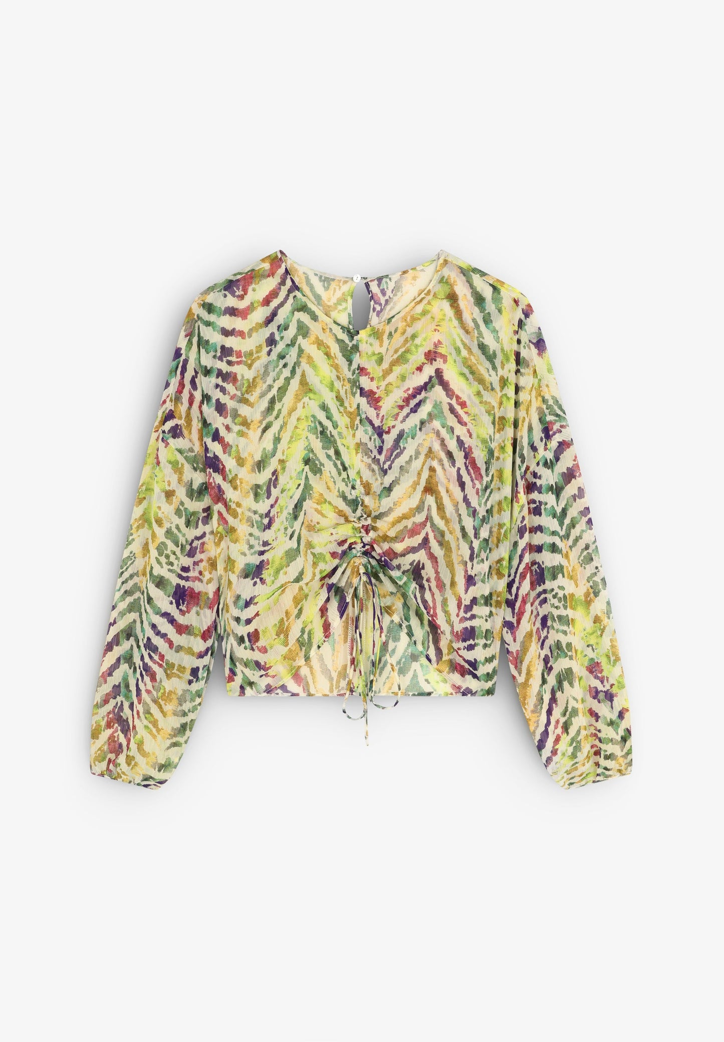 ZEBRA PRINT BLOUSE WITH GATHERING ON FRONT