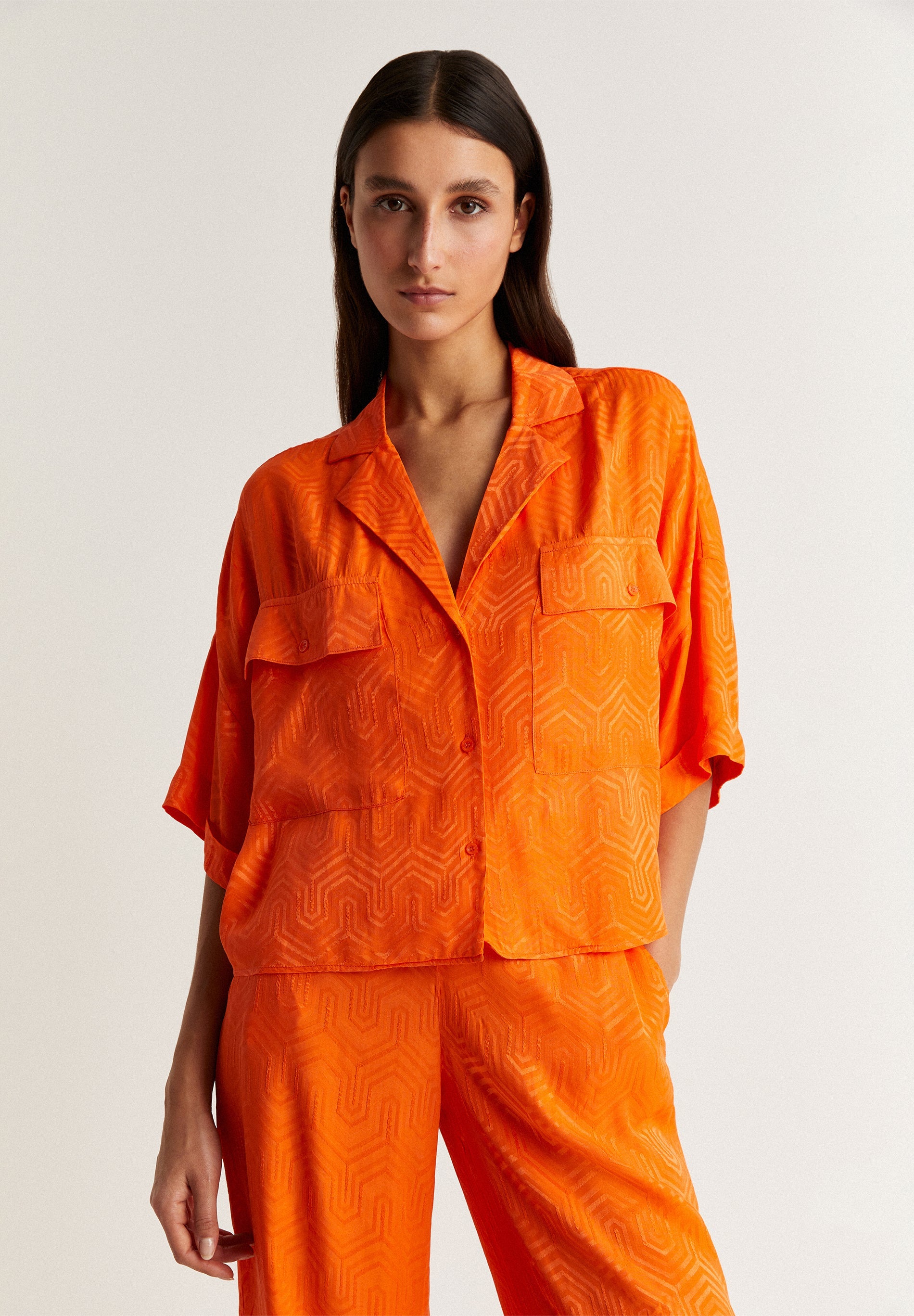 PYJAMA SHIRT WITH GEOMETRIC DETAILS