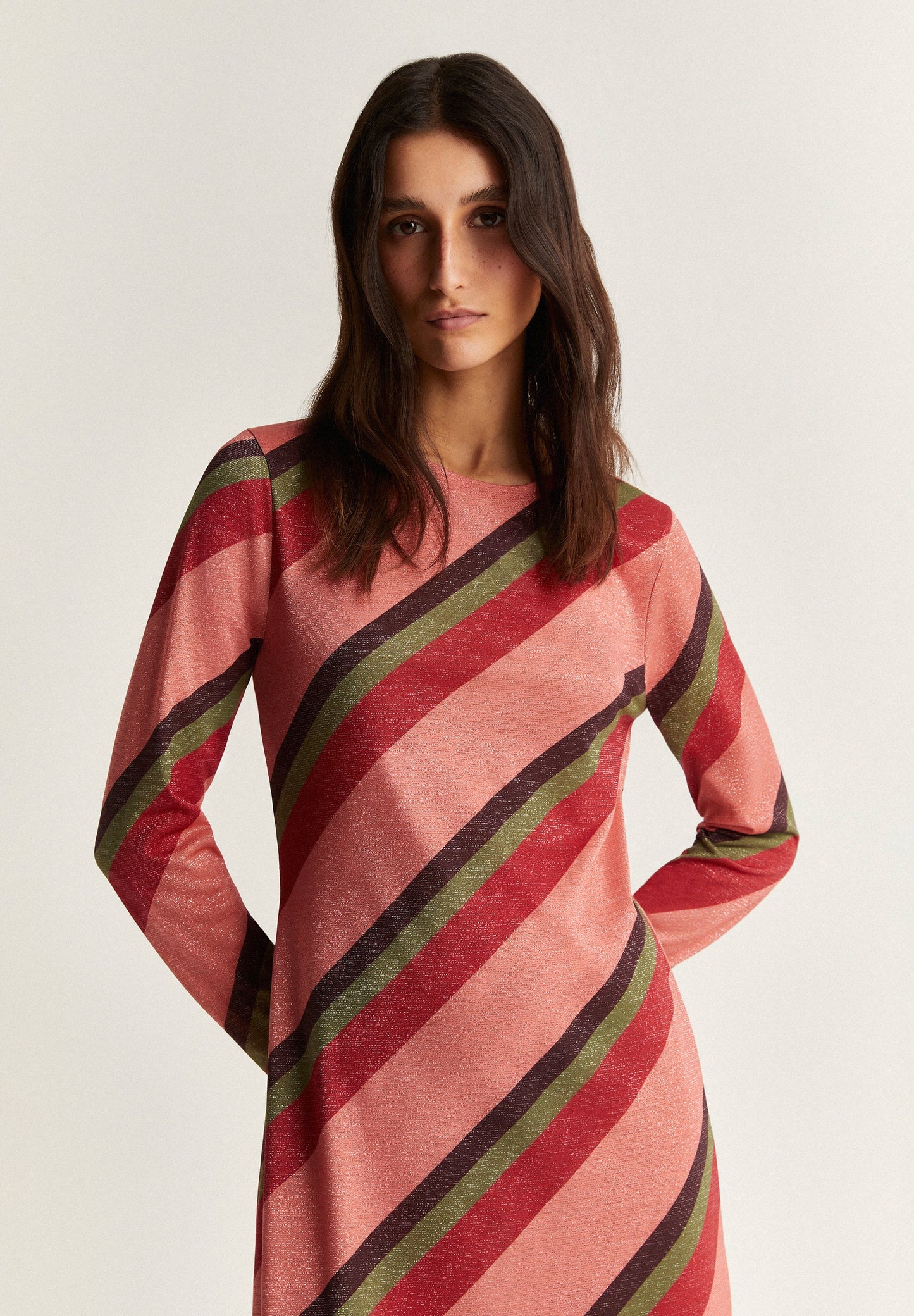 CONTRAST STRIPED LUREX DRESS
