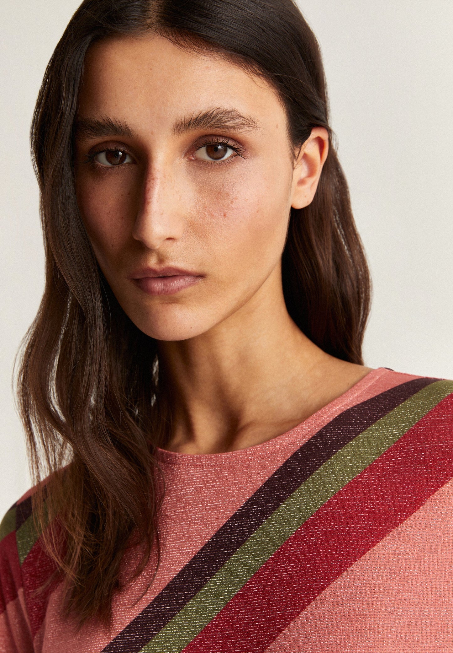 CONTRAST STRIPED LUREX DRESS