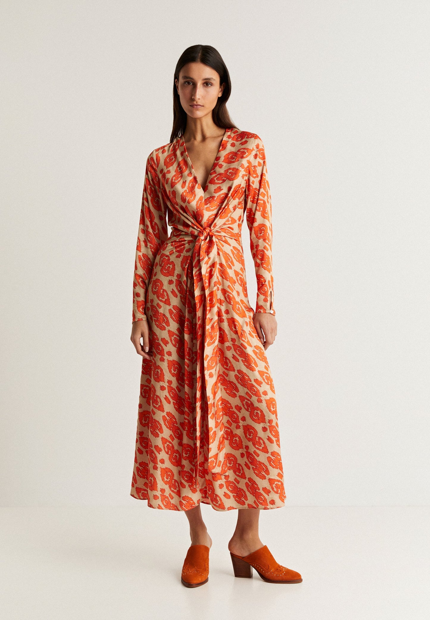 ETHNIC MIDI DRESS WITH KNOT