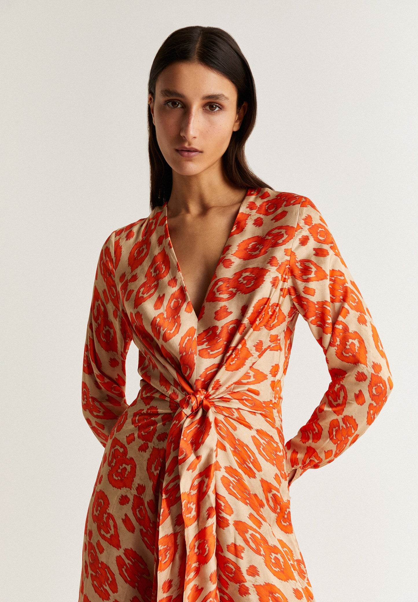 ETHNIC MIDI DRESS WITH KNOT