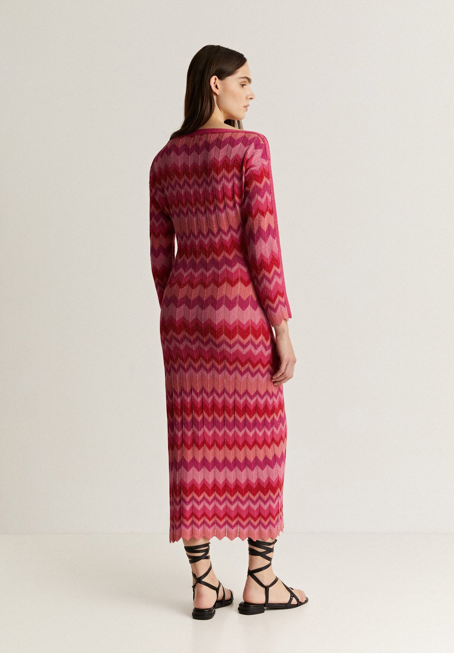LUREX ZIGZAG KNIT MIDI DRESS