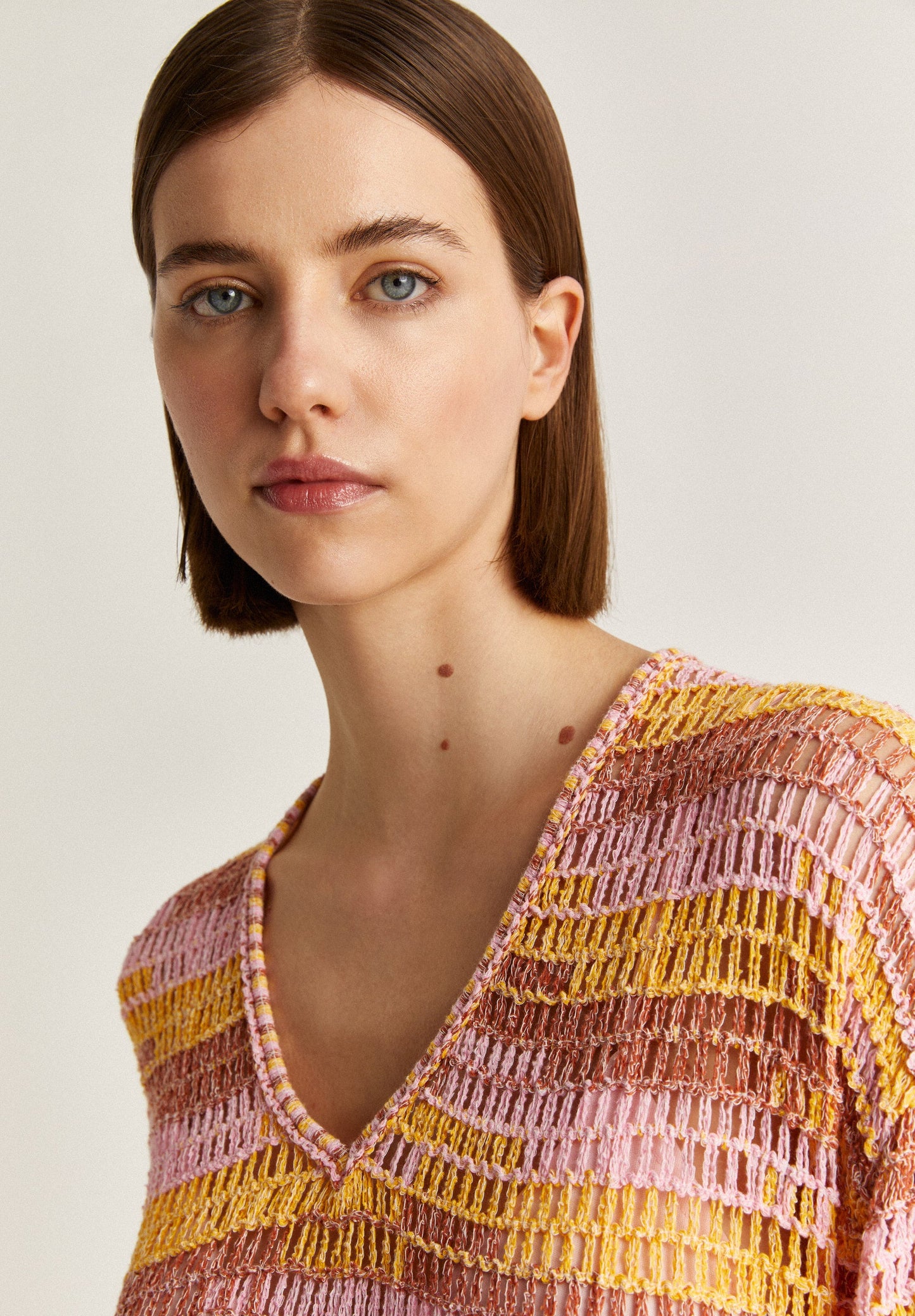 MULTICOLOURED MIDI CROCHET DRESS