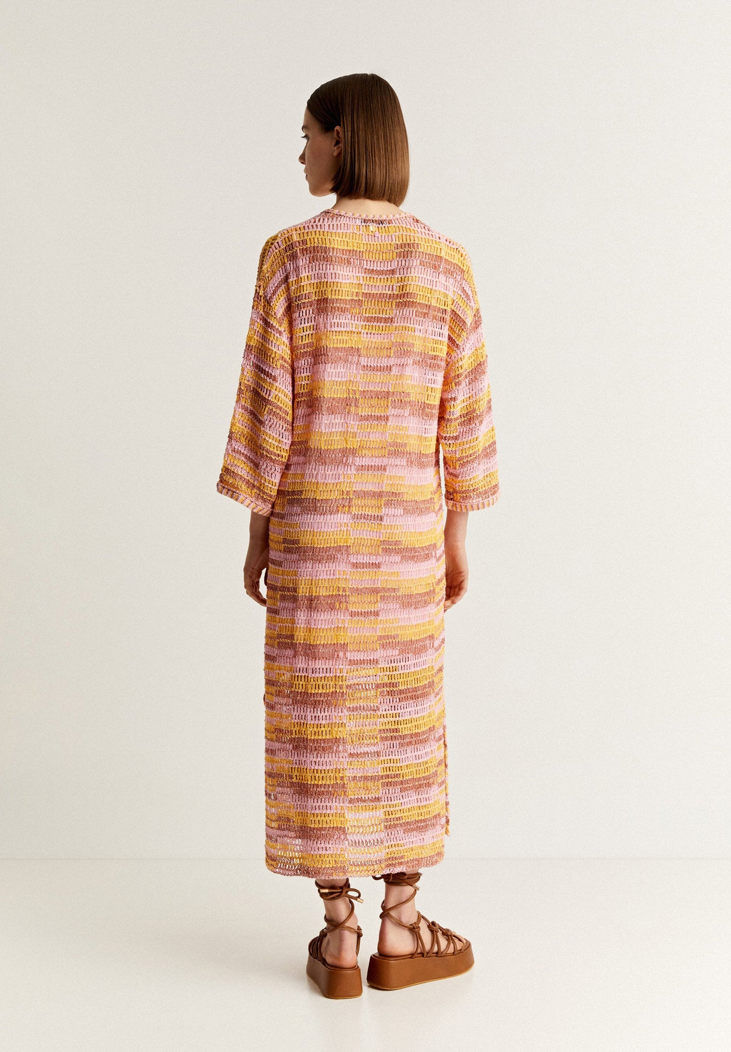 MULTICOLOURED MIDI CROCHET DRESS