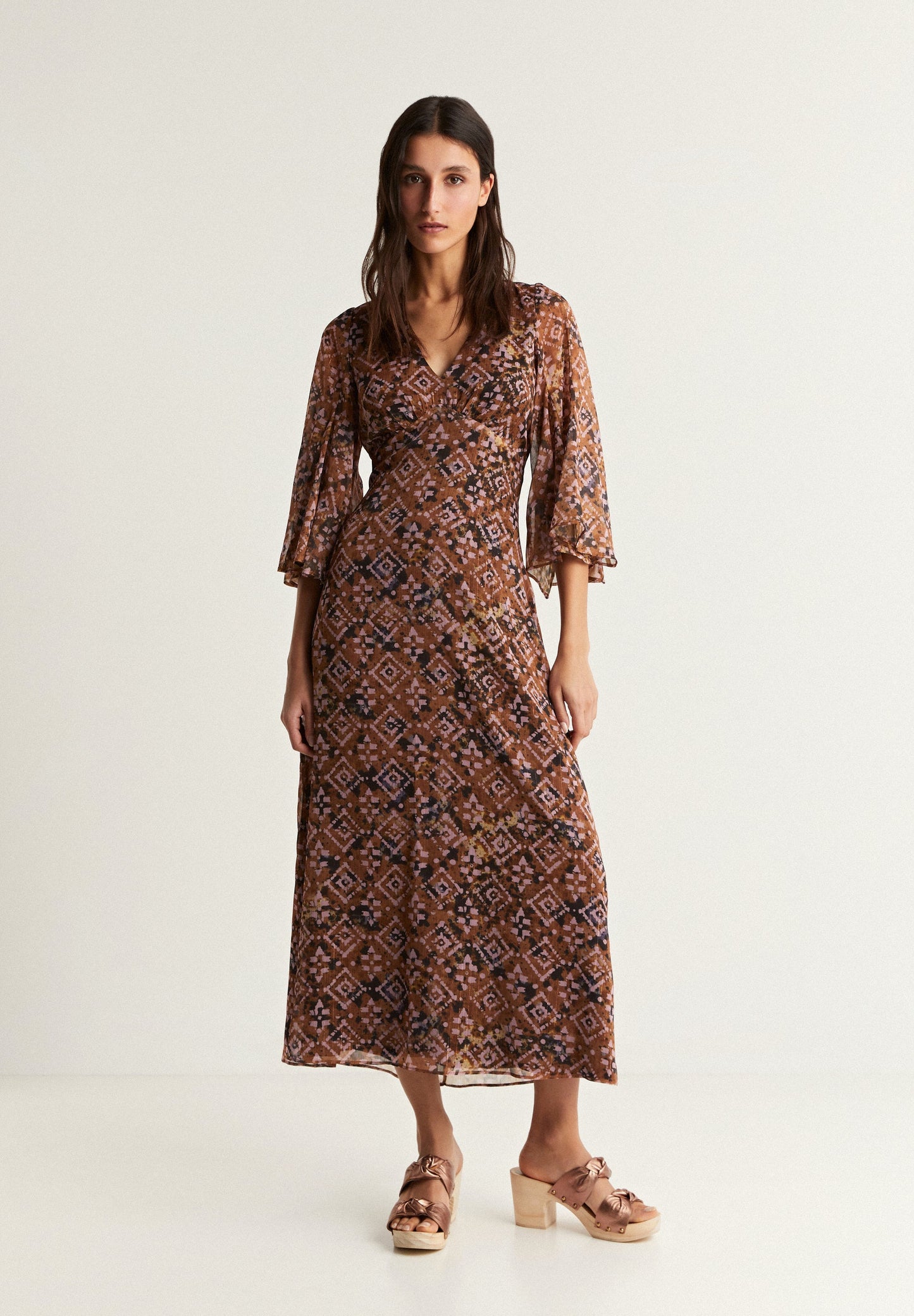 ETHNIC DRESS WITH METALLIC DETAIL