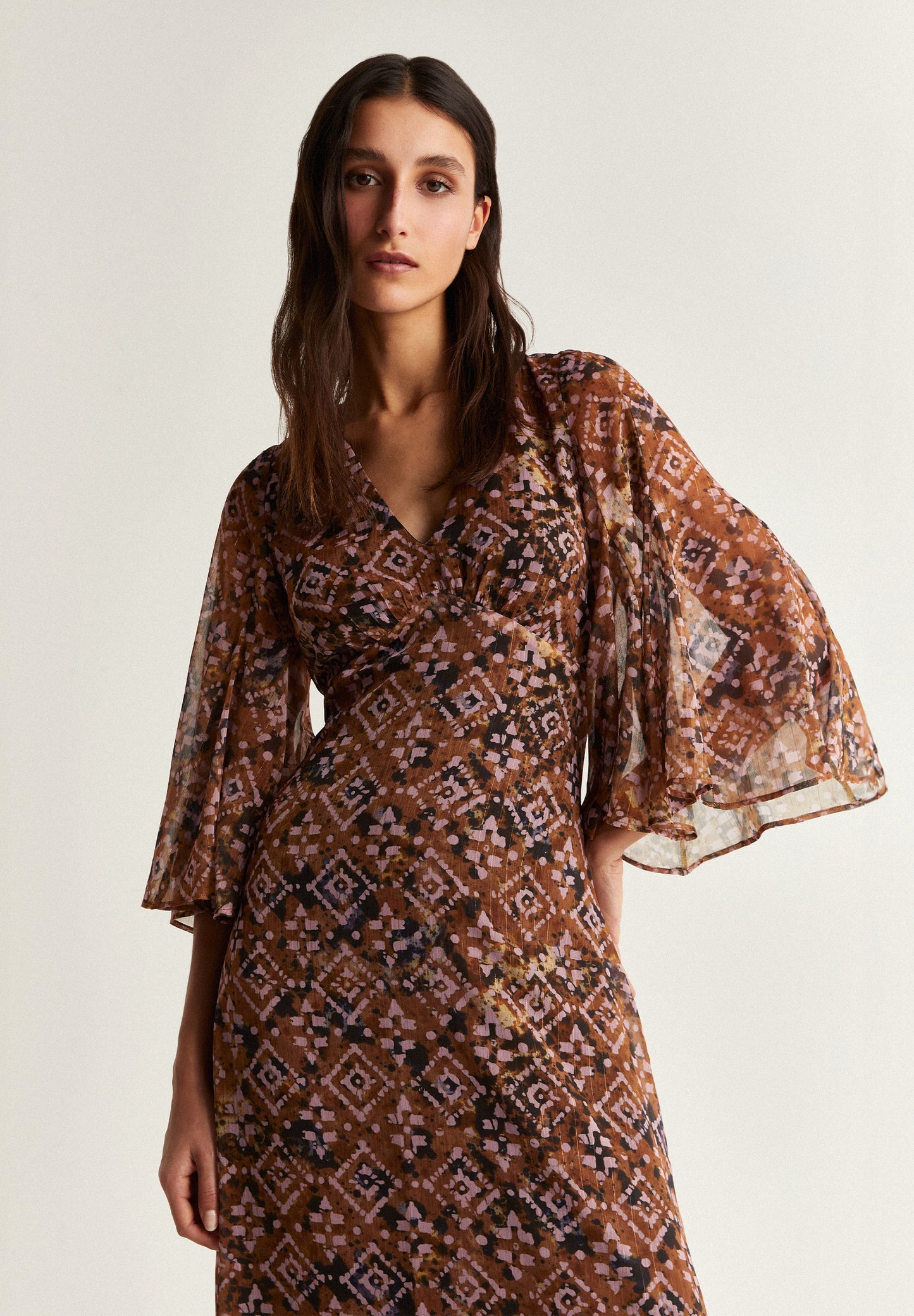 ETHNIC DRESS WITH METALLIC DETAIL